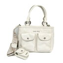 ミュウミュウ(Miu Miu) ヴィッテロシャインレザー ロゴ レディース レザー ハンドバッグ,ショルダーバッグ ホワイト【中古】