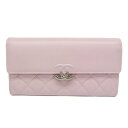 シャネル(Chanel) マトラッセ L GUSSET FLAP WALLET A84426 レディース レザー 長札入れ(二つ折り) ピンク【中古】