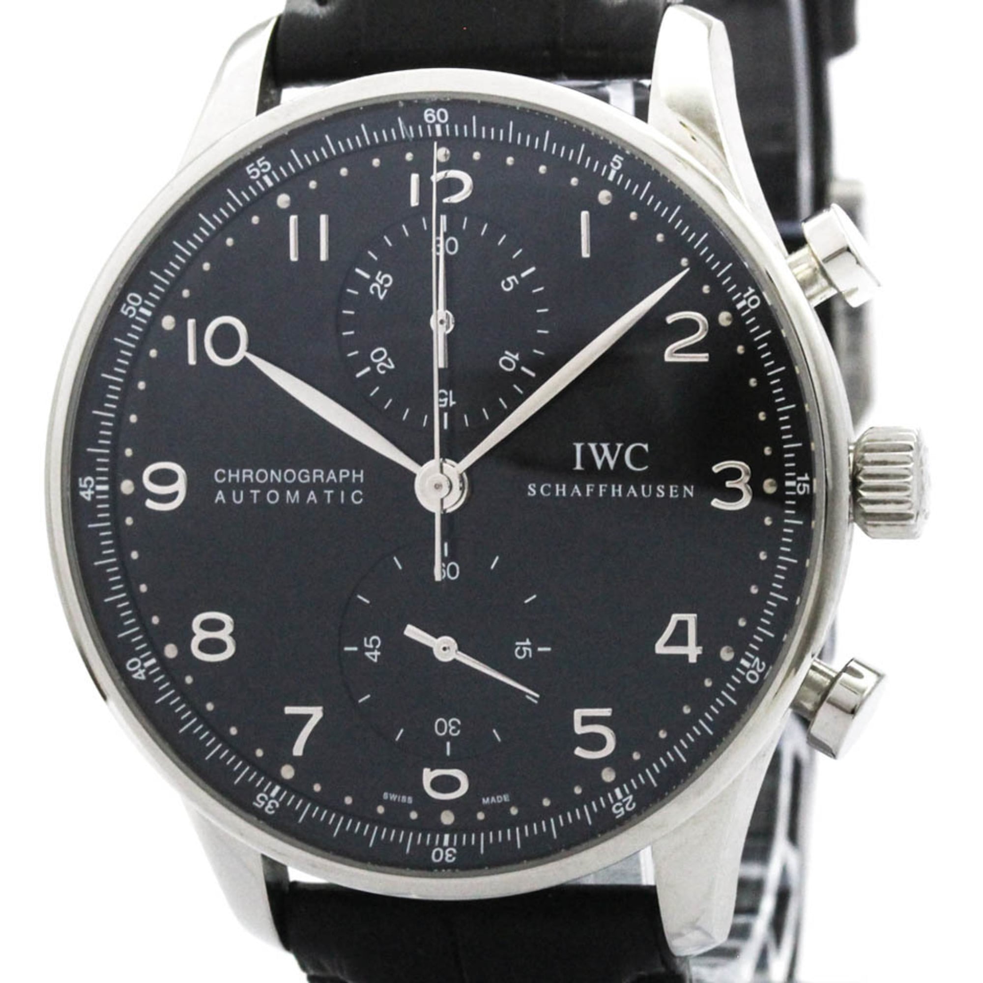 (IWC) ポルトギーゼ クロノグラフ ステンレススチール レザー 自動巻き メンズ 時計 IW37 ...