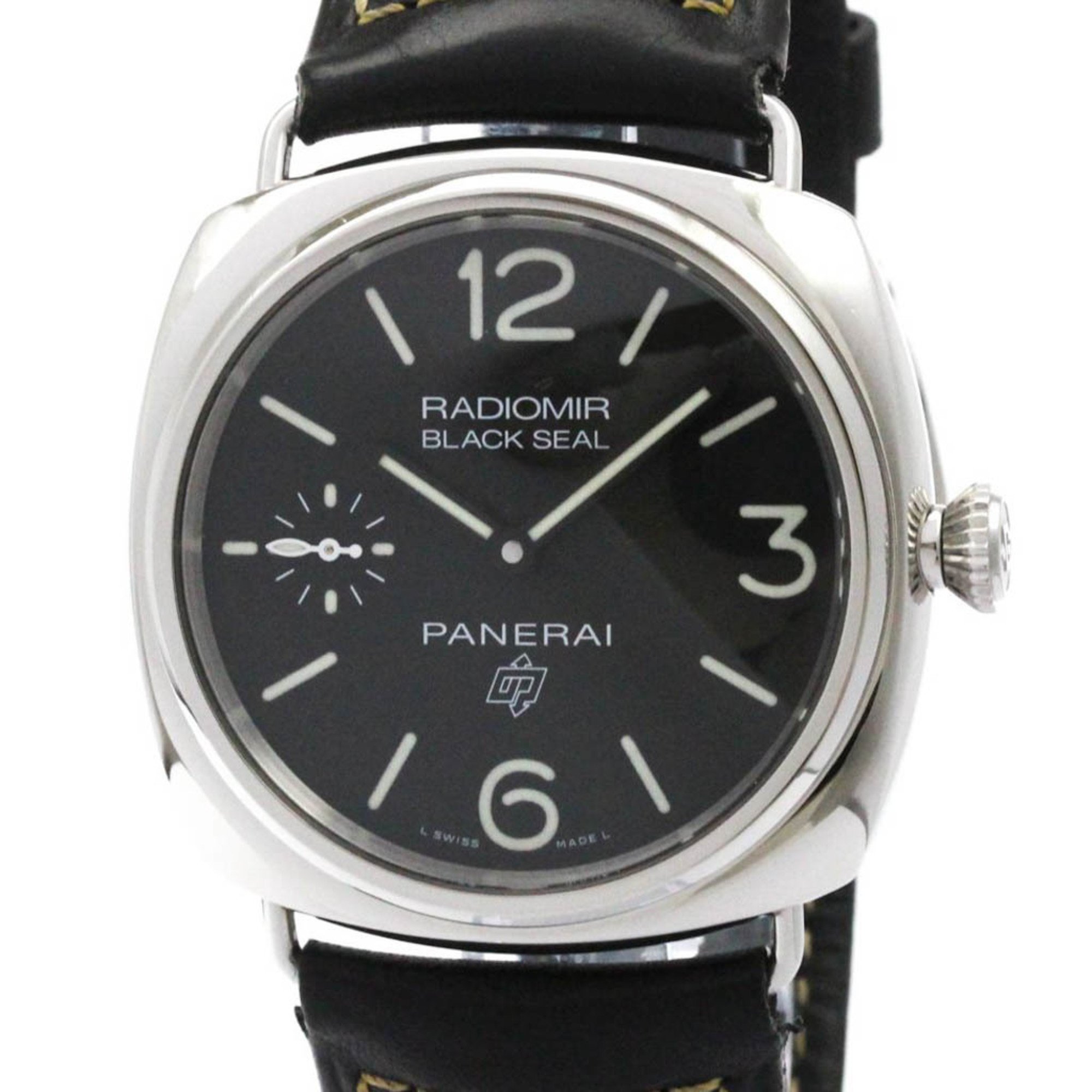 パネライ (PANERAI) ラジオミール ブラックシール ロゴ ステンレススチール レザー 手巻き メンズ 時計 PAM00754 (外装仕上げ済み)【中古】