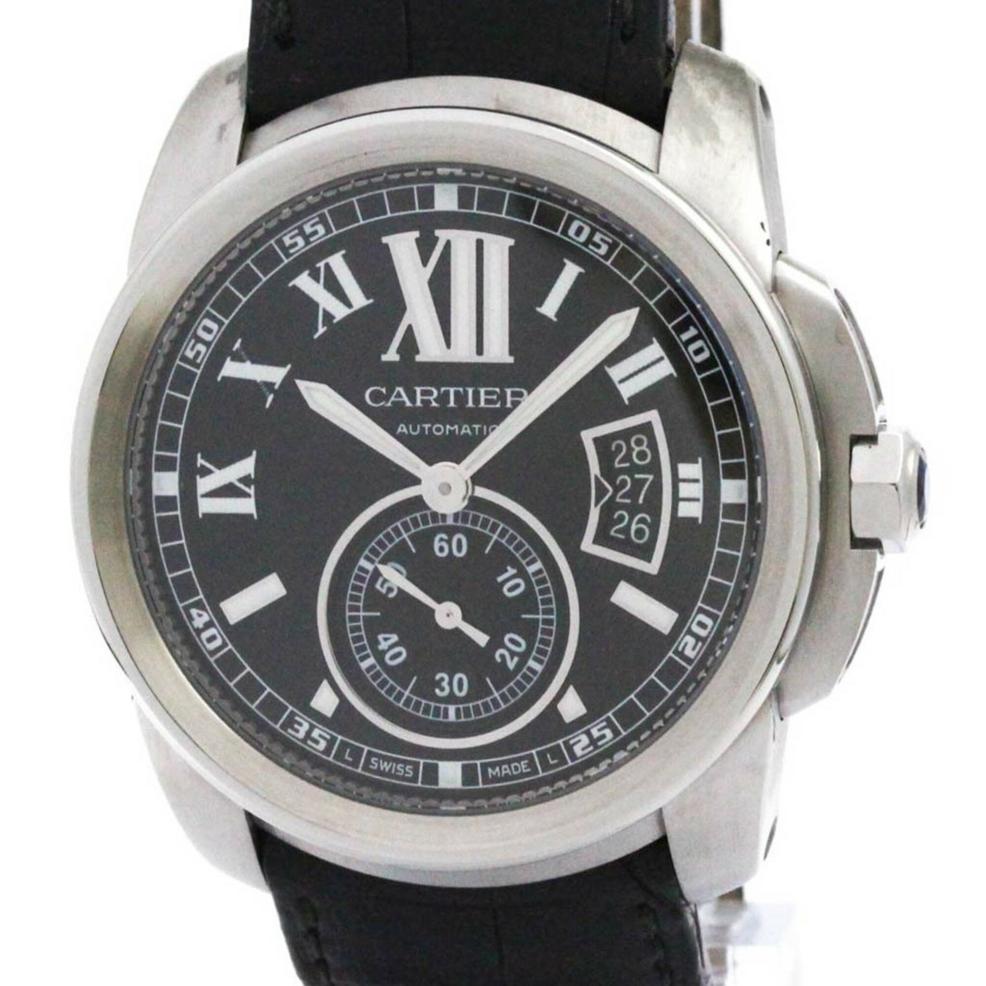 カルティエ (CARTIER) カリブル ドゥ カルティエ ステンレススチール レザー 自動巻き メンズ 時計 W7100041 (外装仕上げ済み)【中古】