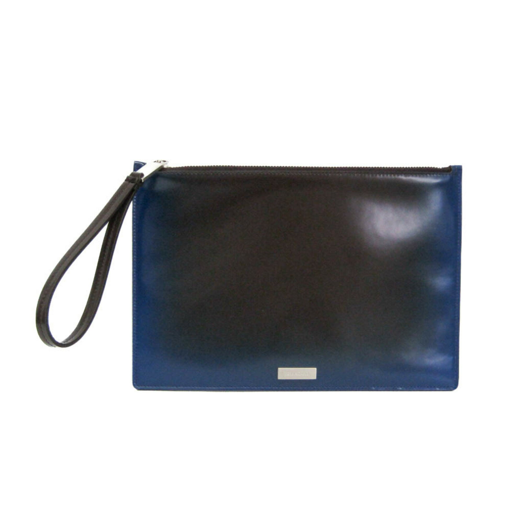 サルヴァトーレ・フェラガモ(Salvatore Ferragamo) JP-661343 オブジェクトホルダー メンズ,レディース レザー クラッチバッグ,ポーチ ブルー,ブラウン【中古】