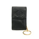 シャネル(Chanel) ココマーク キーポーチ レディース レザー キーケース ブラック【中古】