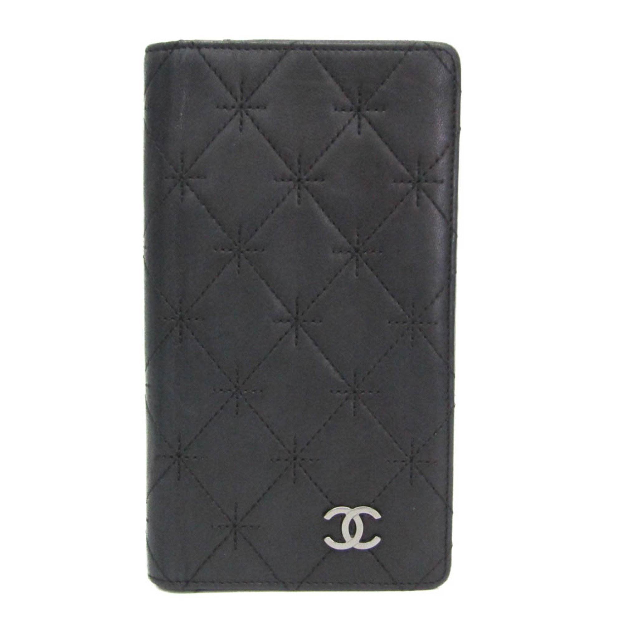 CHANEL - シャネル(Chanel) ココマーク レディース ラムスキン 長財布（二つ折り） ブラック【中古】