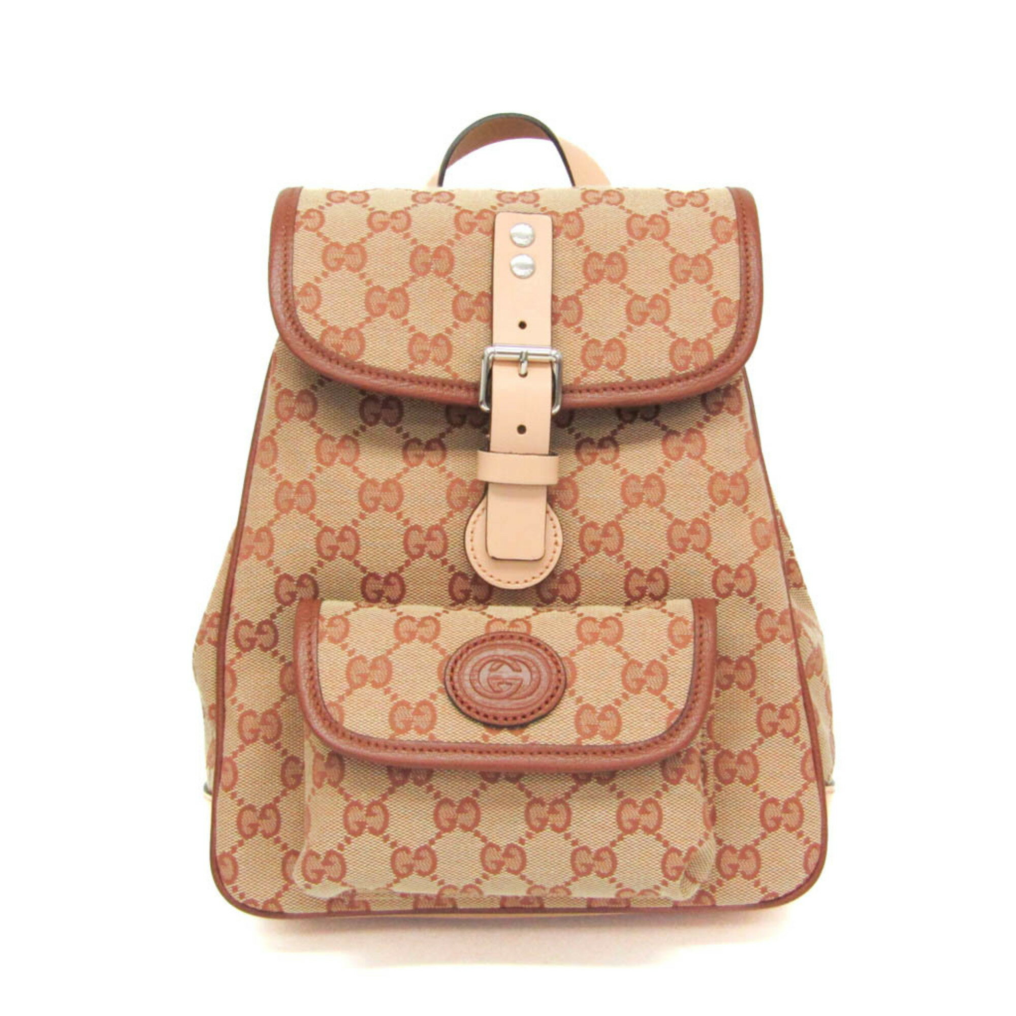 グッチ(Gucci) GGキャンバス チルドレンズ 630818 ボーイズ,ガールズ GGキャンバス,レザー リュックサック ベージュ,ブラウン【中古】