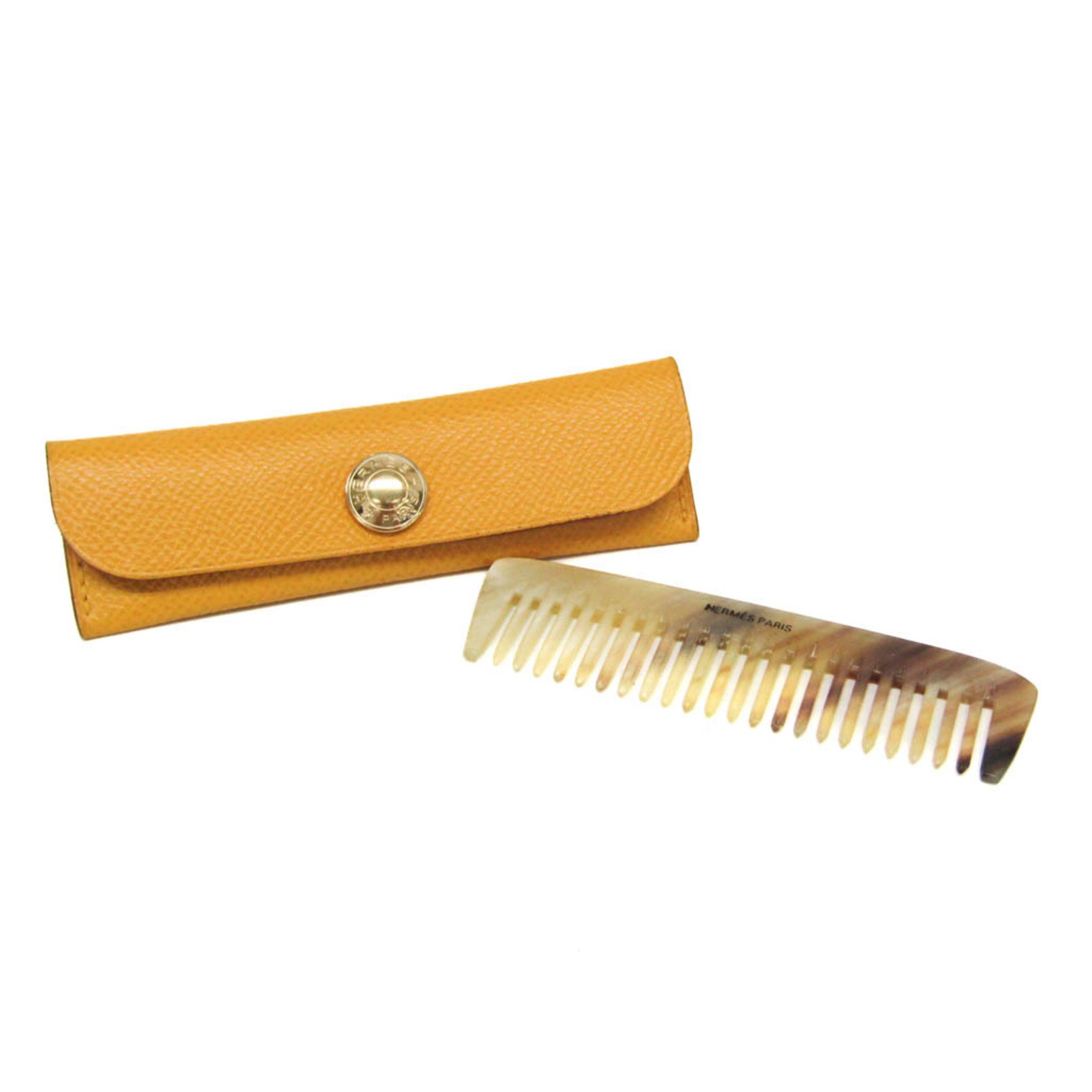 エルメス(Hermes) バッファローホーン レザー その他 ベージュ,イエロー エテュイペーニュアヴェックペーニュ ケース付きコーム【中古】