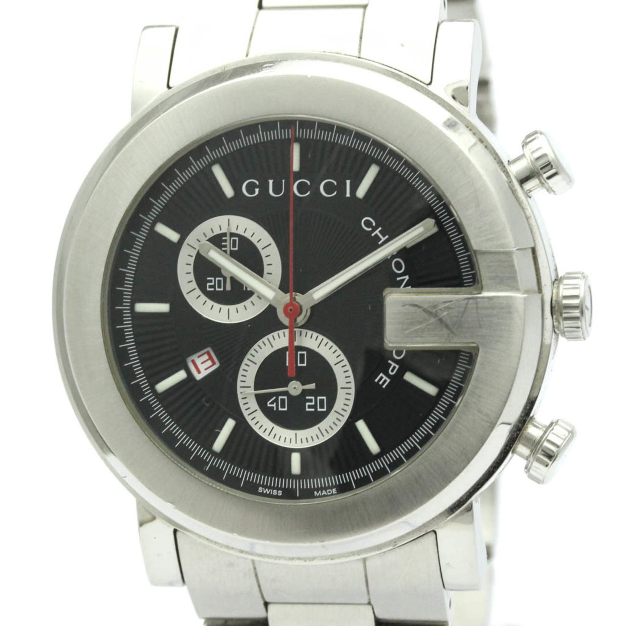 GUCCI - グッチ (GUCCI) Gクロノ ステンレススチール クォーツ メンズ 時計 YA101309 101M【中古】