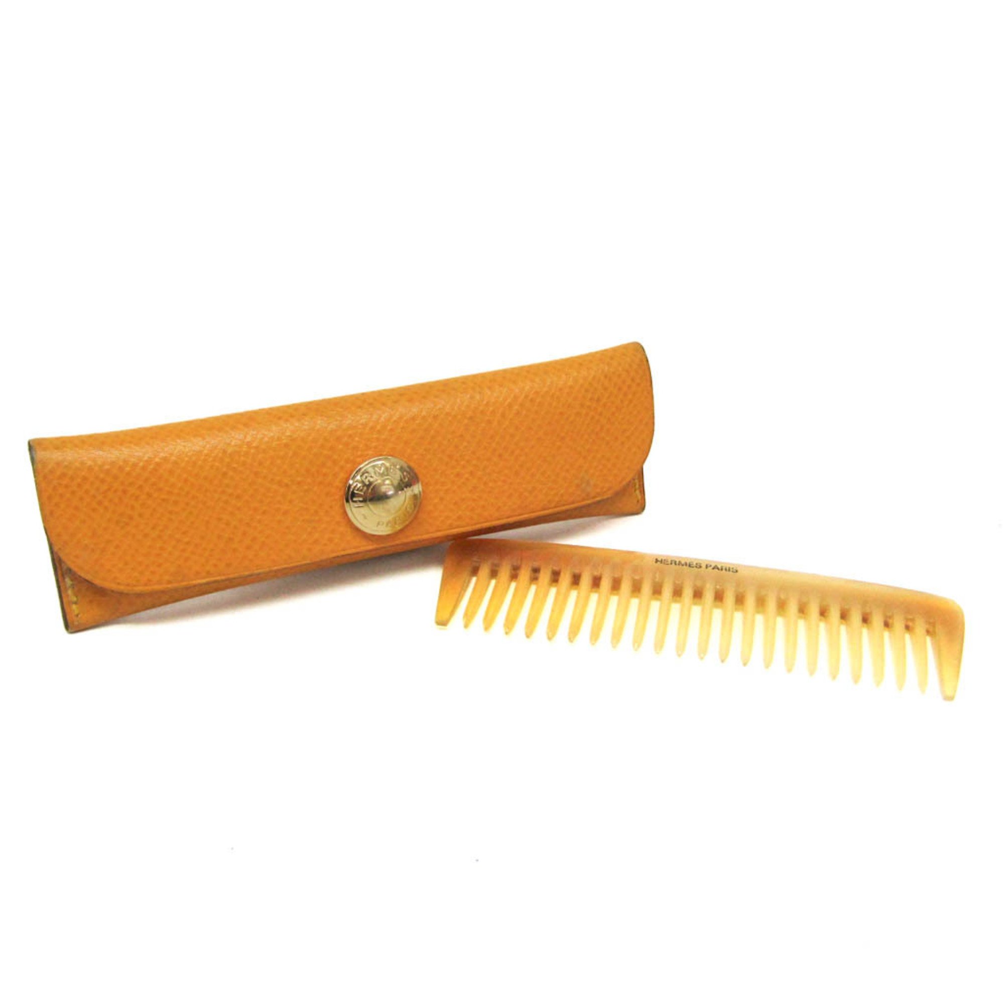 エルメス(Hermes) バッファローホーン レザー その他 ベージュ,イエロー エテュイペーニュアヴェックペーニュ ケース付きコーム【中古】