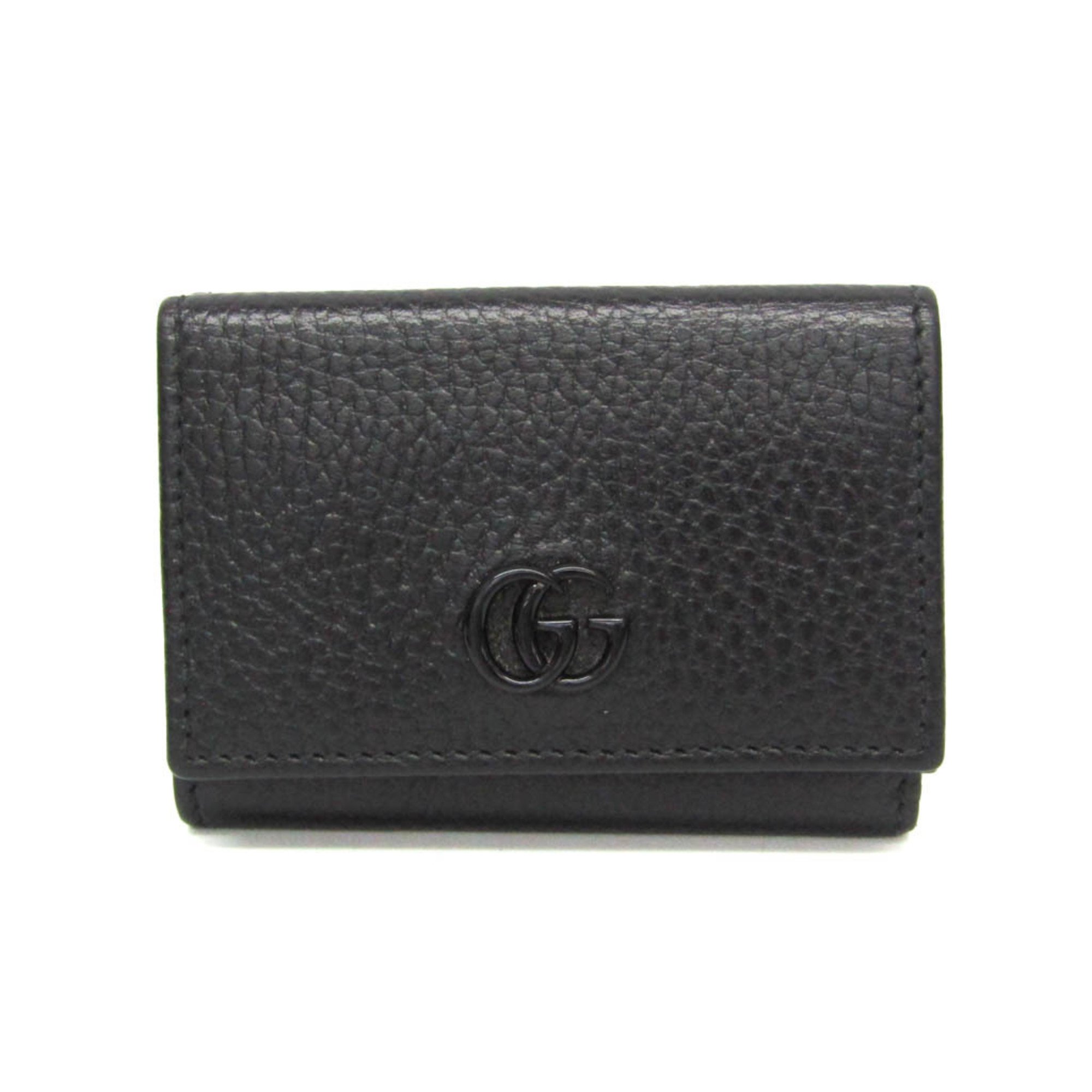 Rakuten - グッチ(Gucci) ダブル G 735212 レディース,メンズ レザー 財布（三つ折り） ブラック【中古】