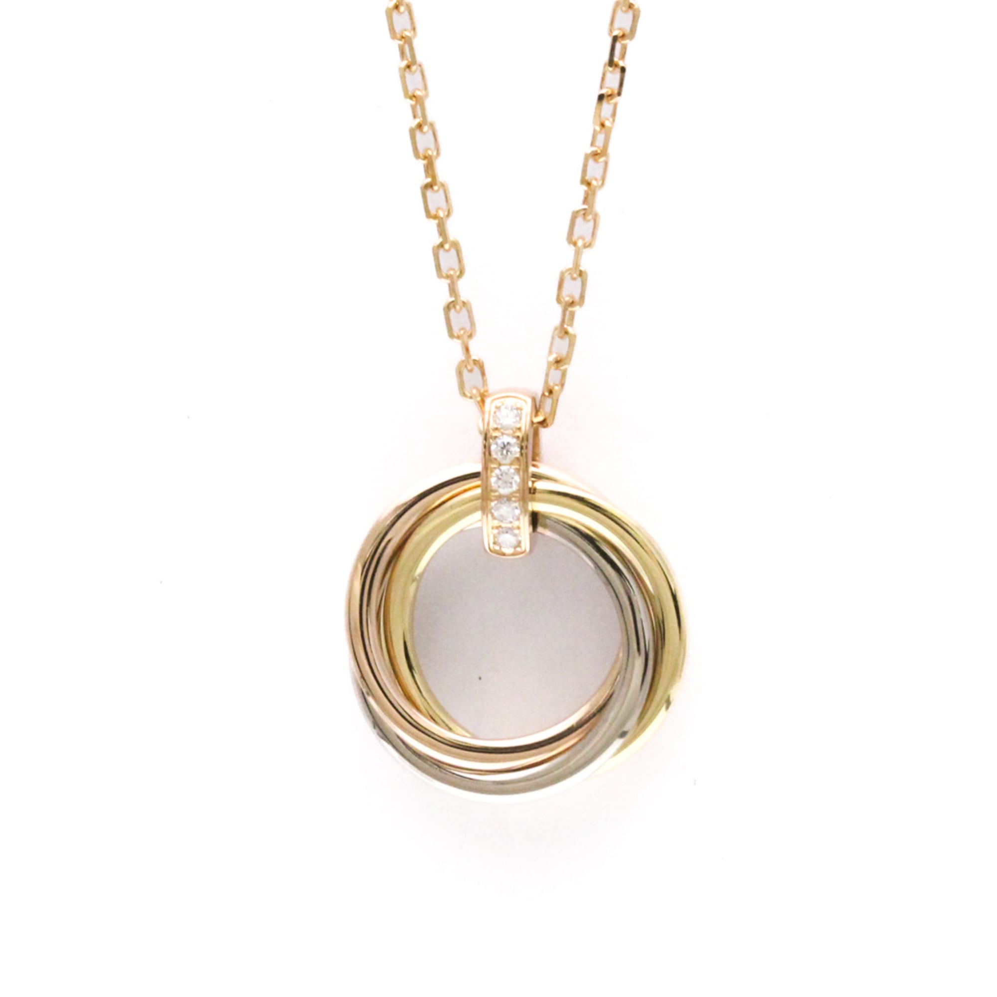 カルティエ(Cartier) K18イエローゴールド(K18YG),K18ピンクゴールド(K18PG),K18ホワイトゴールド(K18WG) ダイヤモンド レディース,メンズ ファッション ペンダントネックレス (ゴールド) トリニティ ダイヤモンド ネックレス【中古】