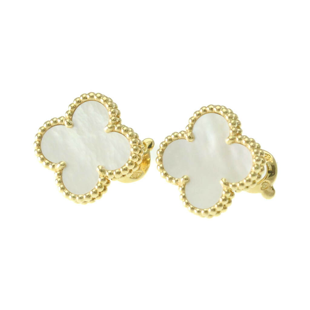 Rakuten - ヴァン・クリーフ＆アーペル(Van Cleef & Arpels) ヴィンテージアルハンブラ ピアス マザーオブパール K18イエローゴールド(K18YG) スタッドピアス ゴールド【中古】