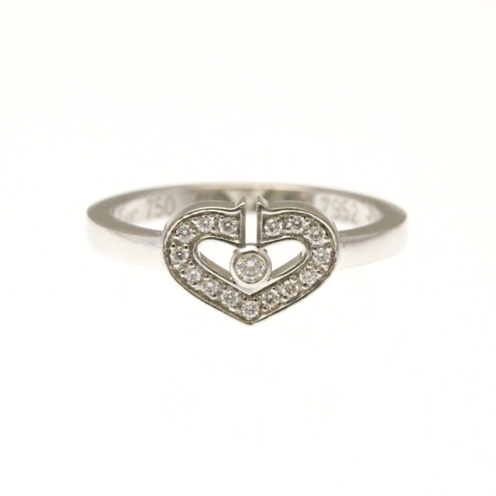 カルティエ(Cartier) Cハート ダイヤモンド リング K18ホワイトゴールド(K18WG) ファッション ダイヤモンド バンドリング シルバー【中古】