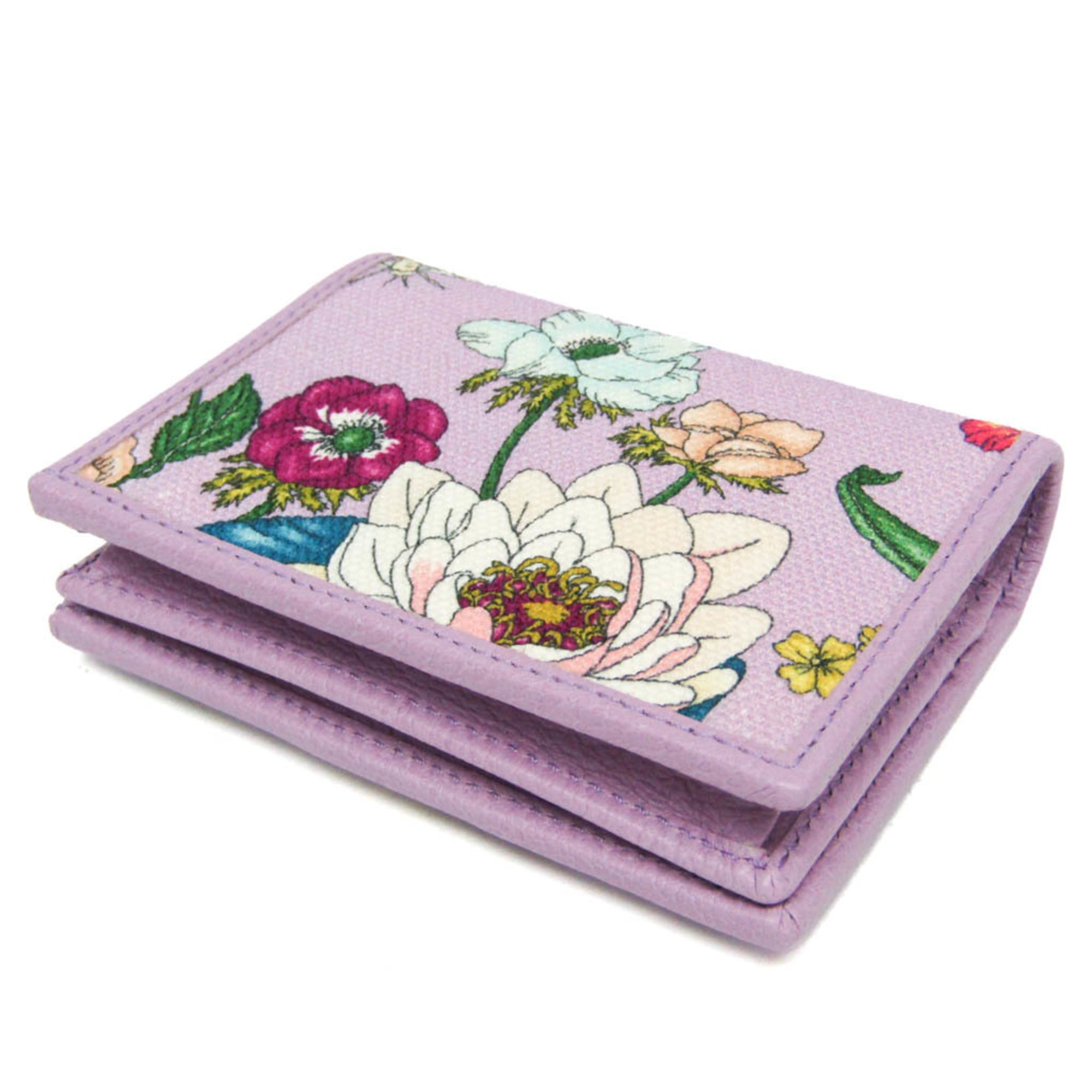 グッチ(Gucci) フローラ 577347 レディース レザー,キャンバス 財布（二つ折り） パープル【中古】