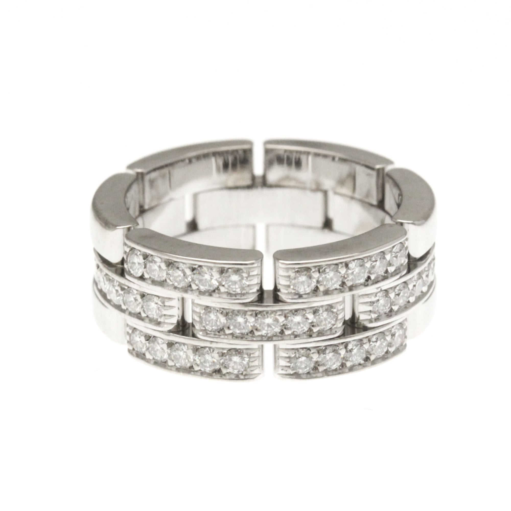カルティエ(Cartier) マイヨンパンテール ダイヤモンド リング K18ホワイトゴールド(K18WG) ファッション ダイヤモンド バンドリング シルバー【中古】