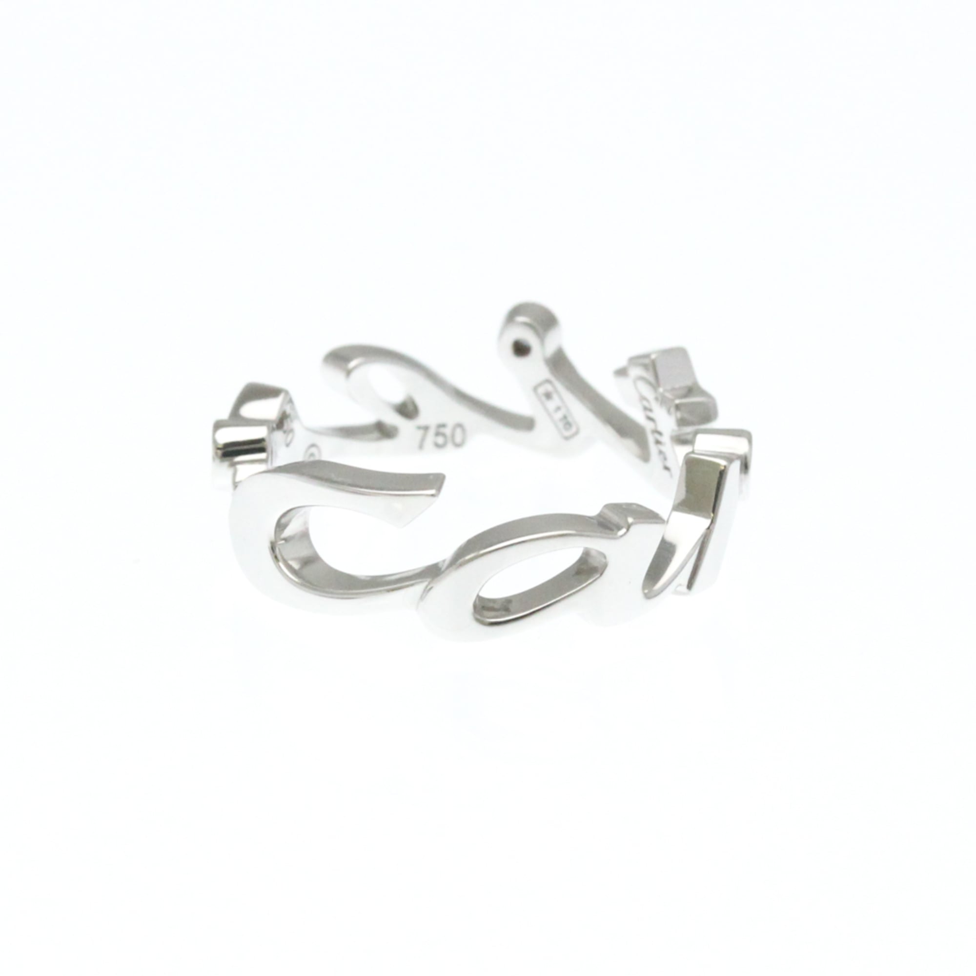 カルティエ(Cartier) シグネチャーリング ダイヤモンド K18ホワイトゴールド(K18WG) ファッション ダイヤモンド バンドリング シルバー【中古】