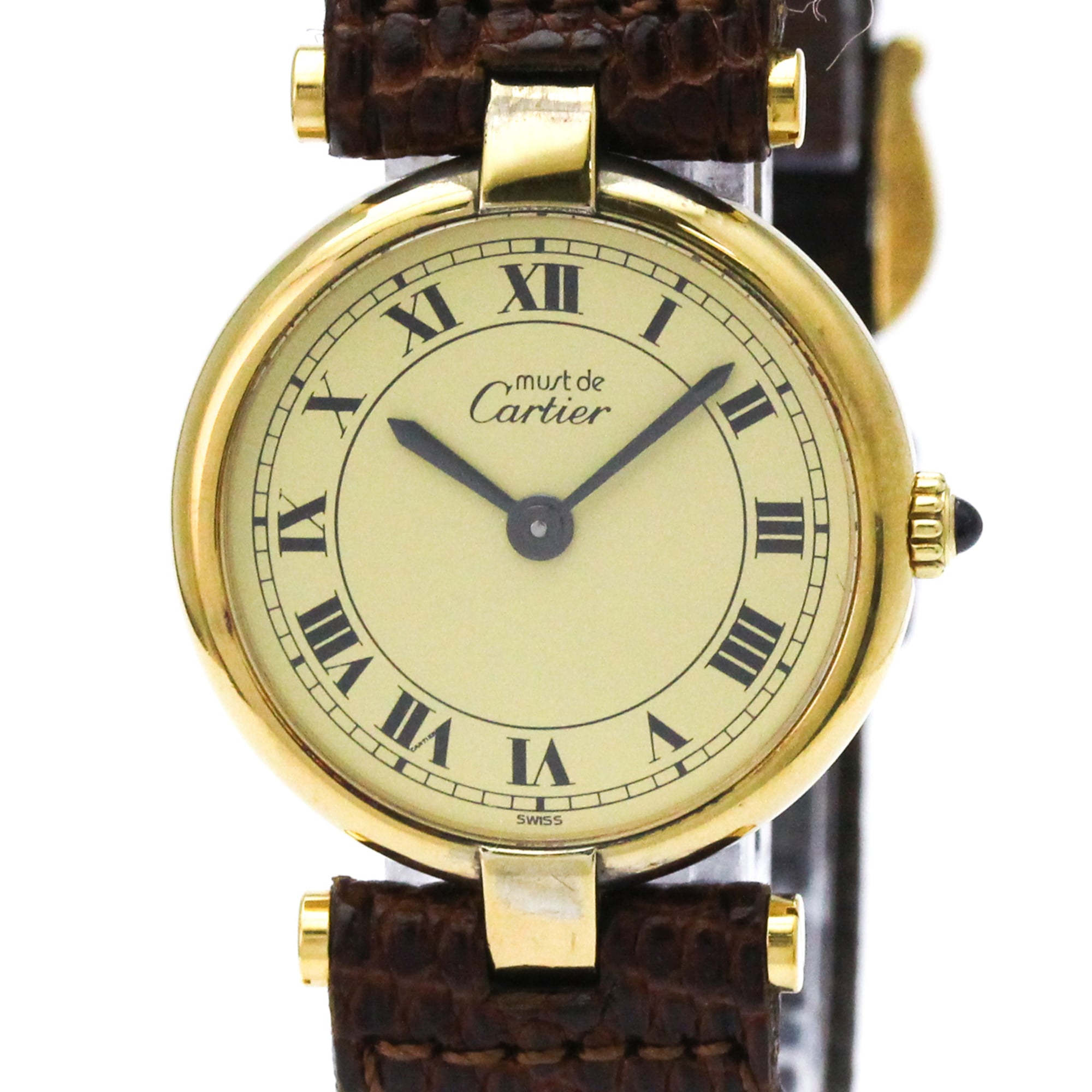 NIXON - カルティエ (CARTIER) マスト ヴァンドーム ヴェルメイユ ゴールドプレート レザー クォーツ レディース 時計 590004【中古】