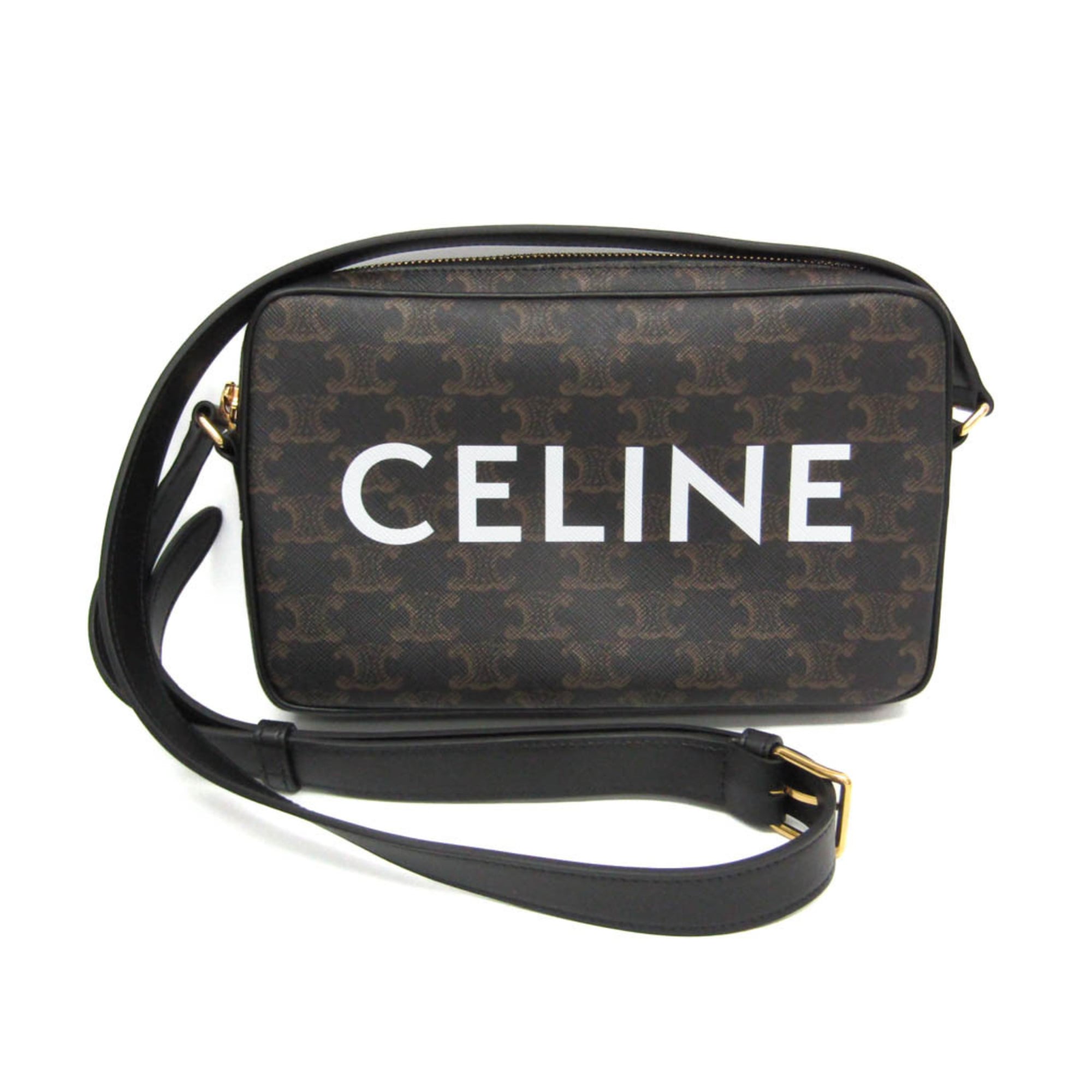 セリーヌ(Celine) トリオンフ ミディアム レディース コーティングキャンバス,レザー メッセンジャーバッグ,ショルダーバッグ ブラウン【中古】(4.0)
