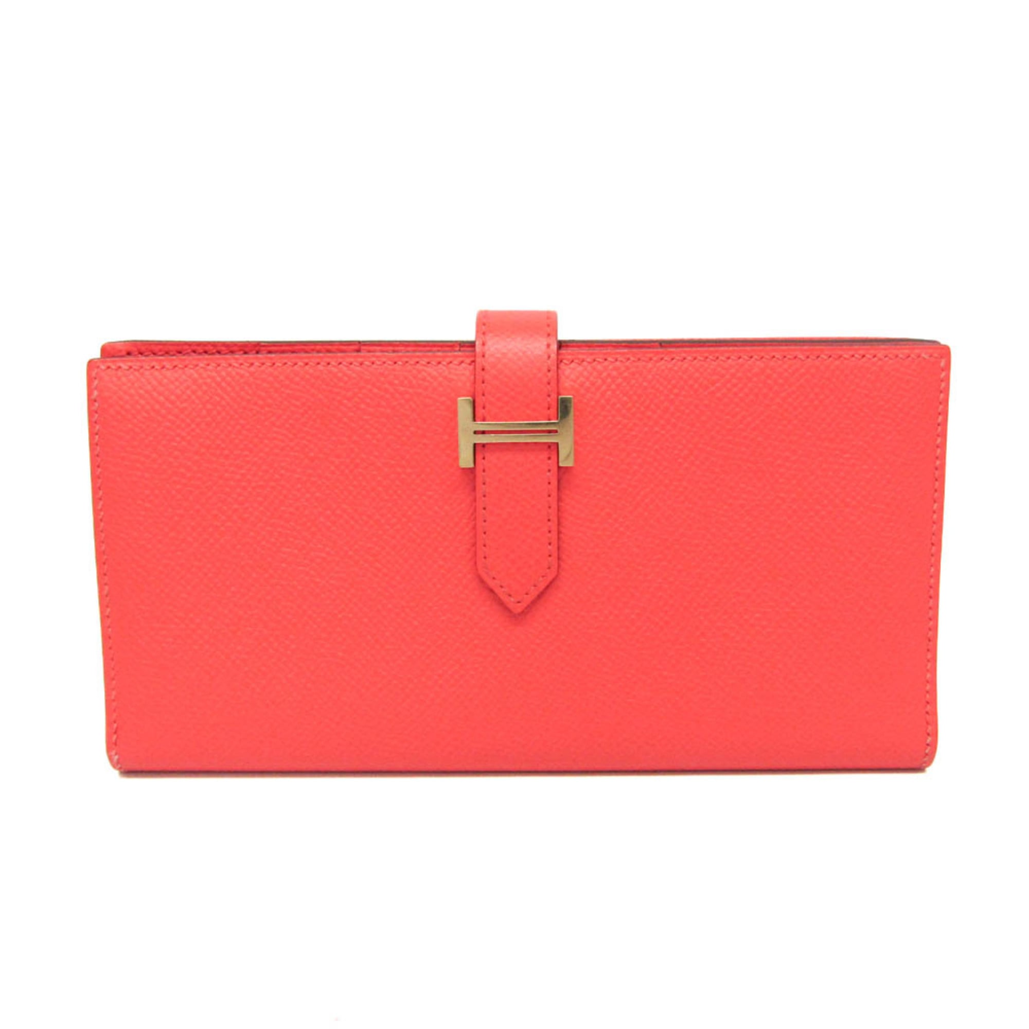HERMES - エルメス(Hermes) ベアン ベアンスフレ レディース エプソン 長財布（二つ折り） サーモンピンク【中古】