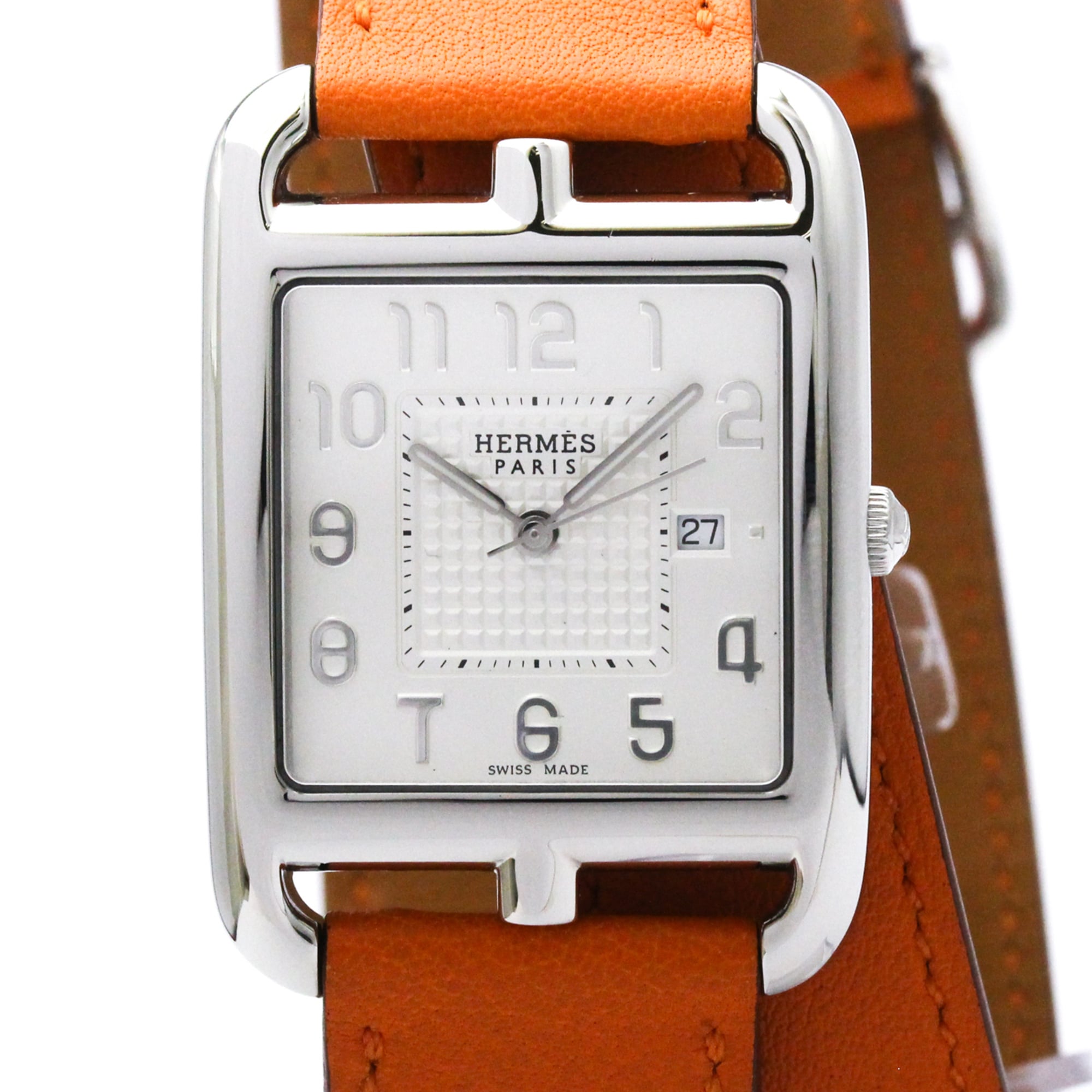 エルメス (HERMES) ケープコッド ドゥブルトゥール ステンレススチール レザー クォーツ メンズ 時計 CC2.710 (外装仕上げ済み)【中古】