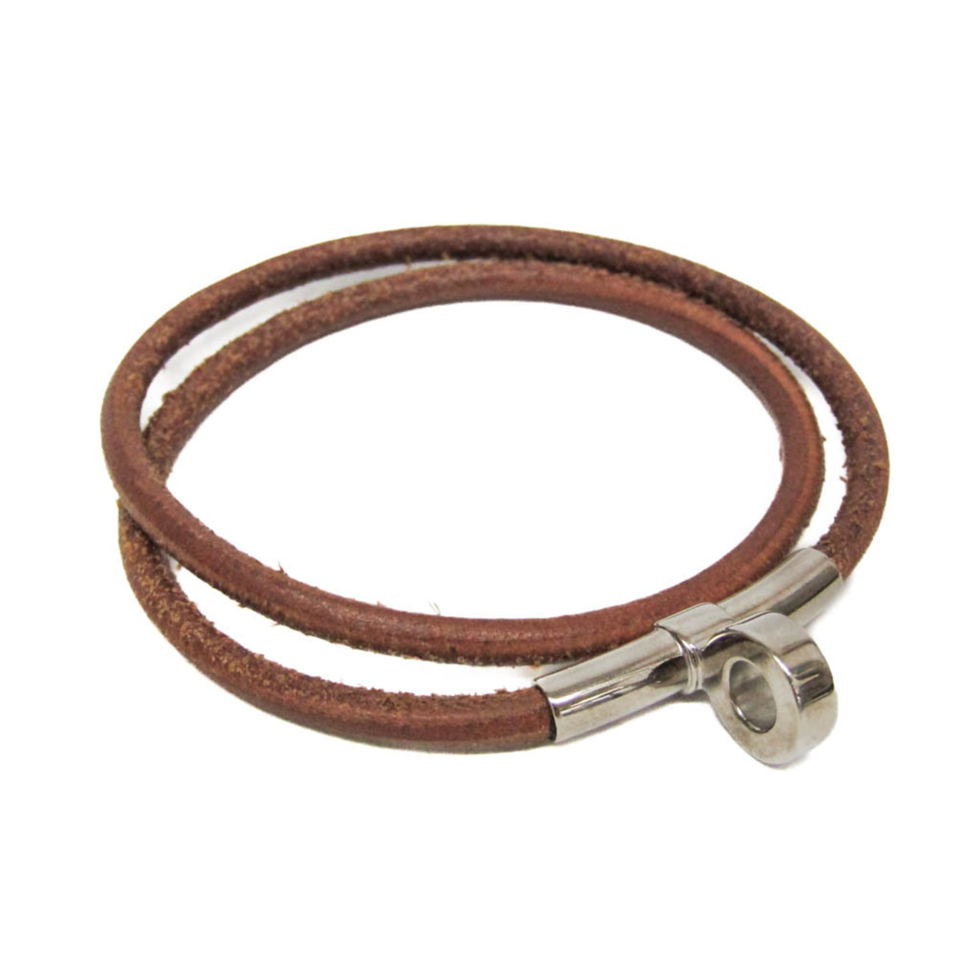 エルメス(Hermes) キテ チョーカー レザー,メタル バングル シルバー,ブラウン【中古】