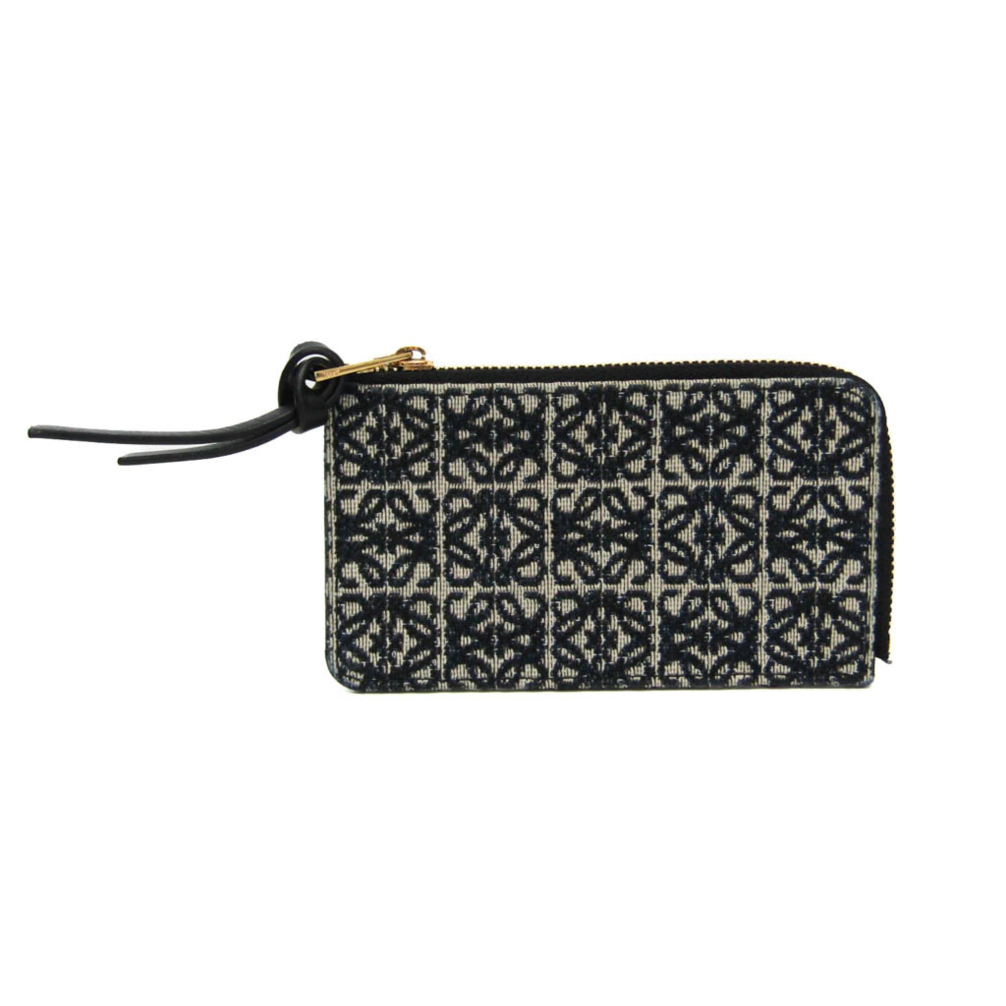 ロエベ(Loewe) アナグラム コインカードホルダー フラグメントケース C604Z40X02 レディース レザー,コットンキャンバス 小銭入れ・コインケース ブラック,ライトベージュ【中古】