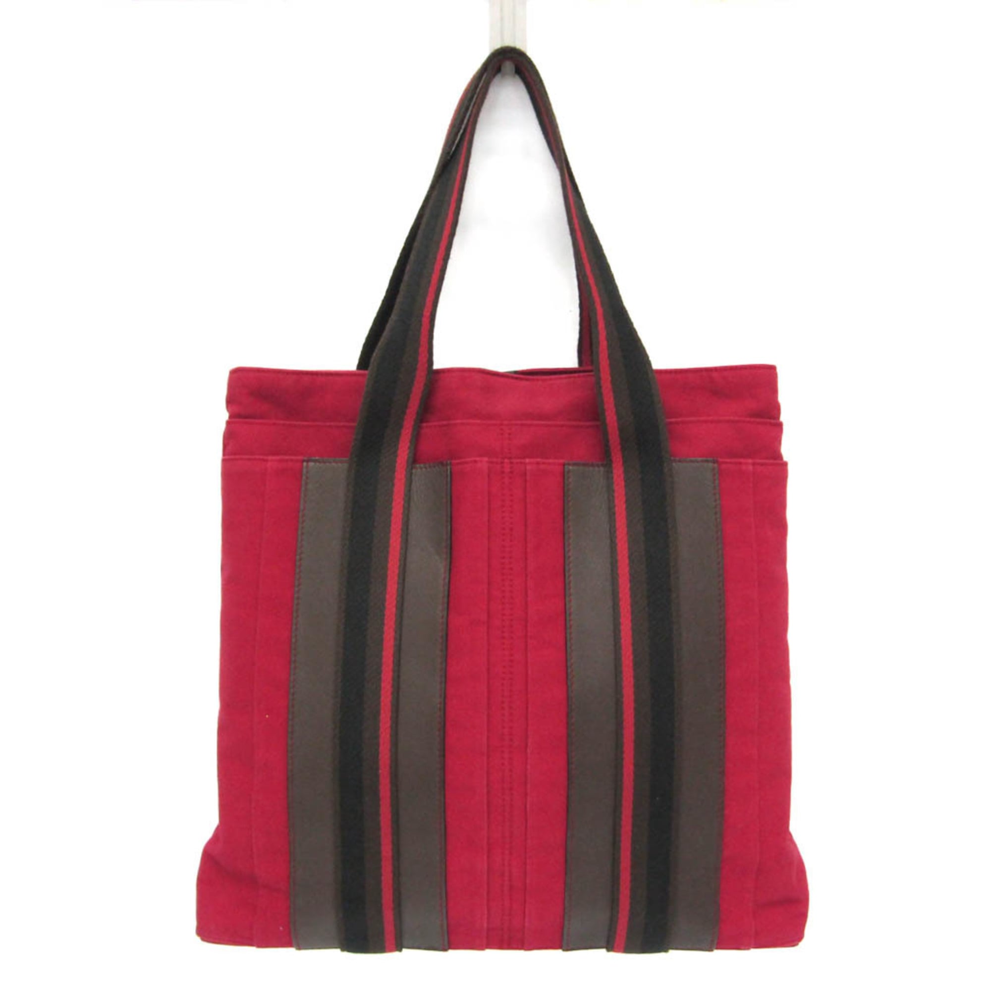 エルメス(Hermes) トロカ・ヴェルティカル MM メンズ,レディース コットン ハンドバッグ,トートバッグ レッド【中古】