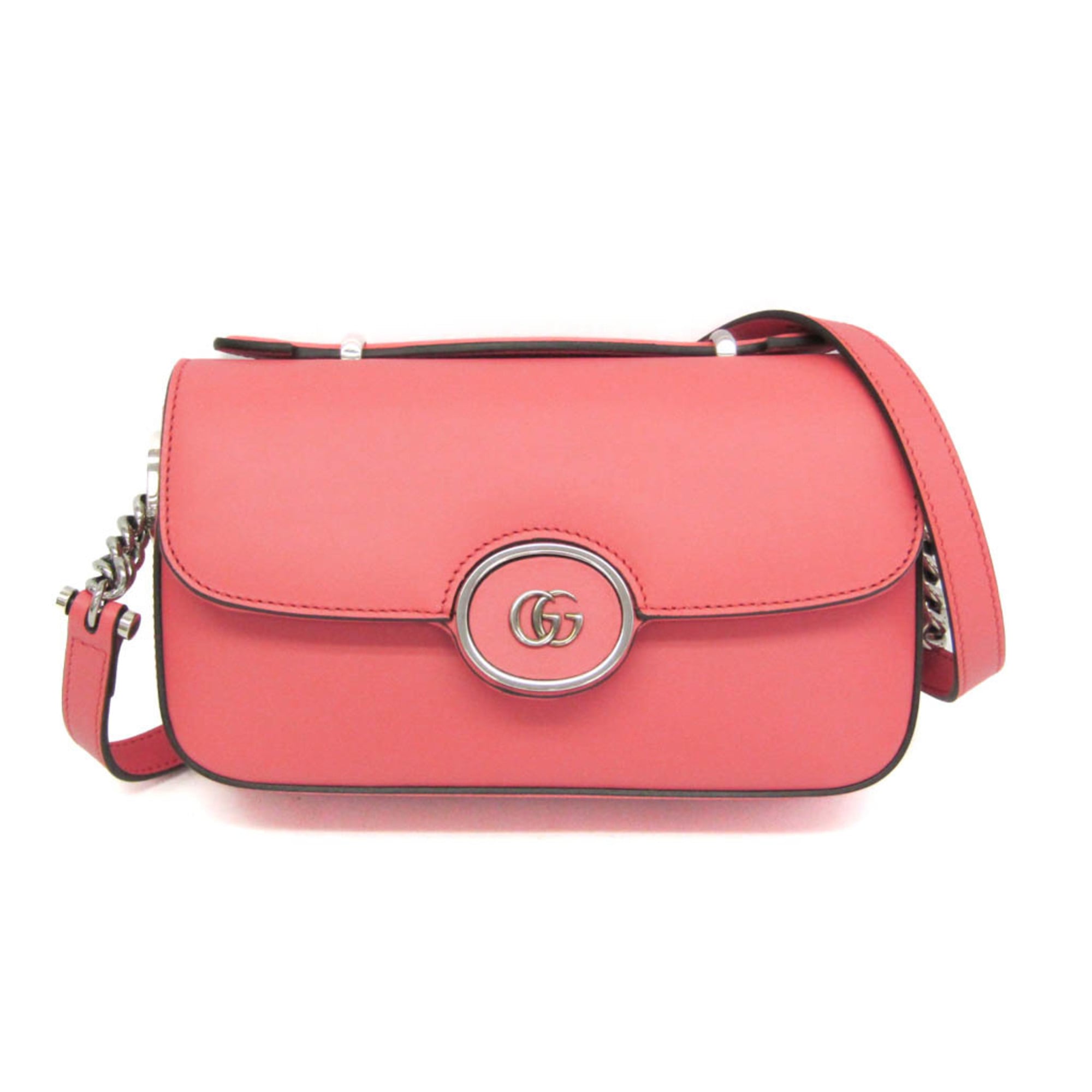 Rakuten - グッチ(Gucci) ダブルG 739722 レディース レザー ショルダーバッグ ピンク【中古】