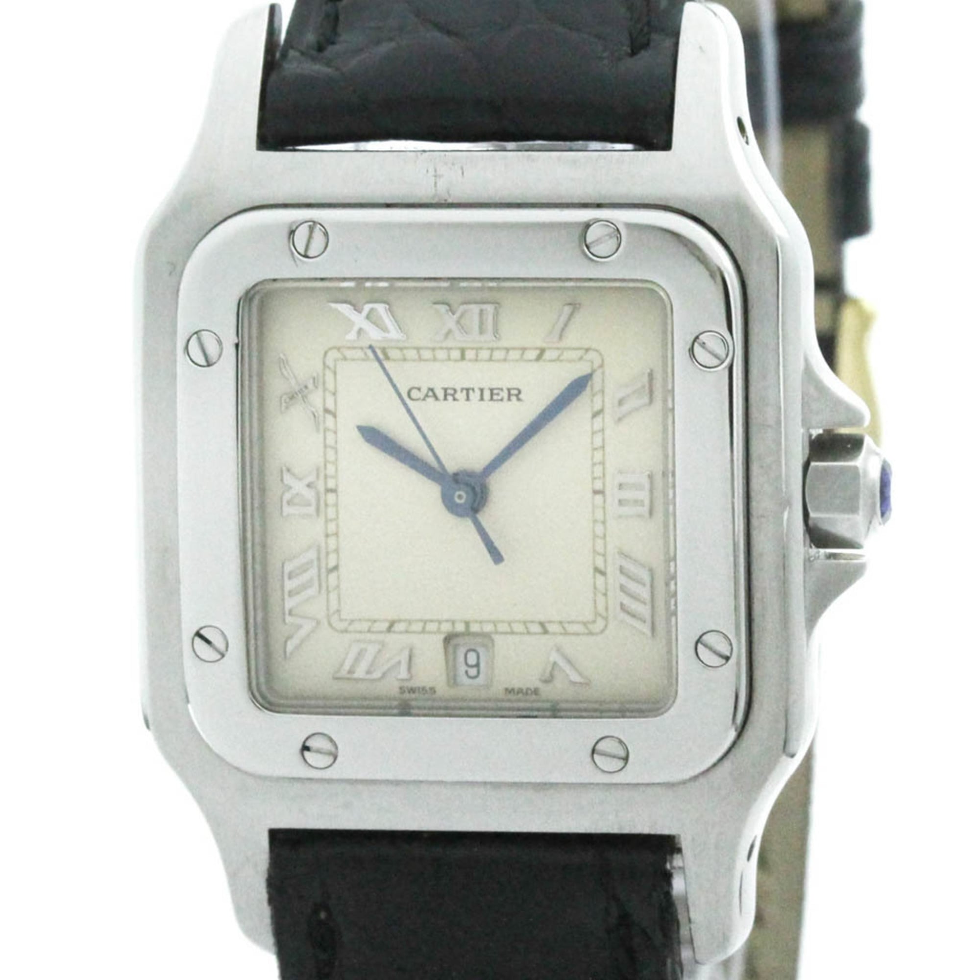 カルティエ (CARTIER) サントスガルべ LM ステンレススチール レザー クォーツ メンズ 時計 W20025D6 (外装仕上げ済み)【中古】