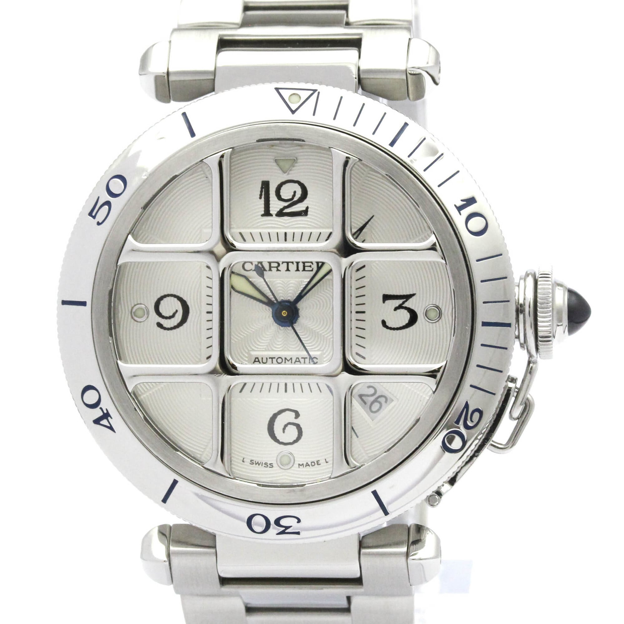 Pasha - カルティエ (CARTIER) パシャ 38 グリッド ステンレススチール 自動巻き メンズ 時計 W31040H3 (外装仕上げ済み)【中古】