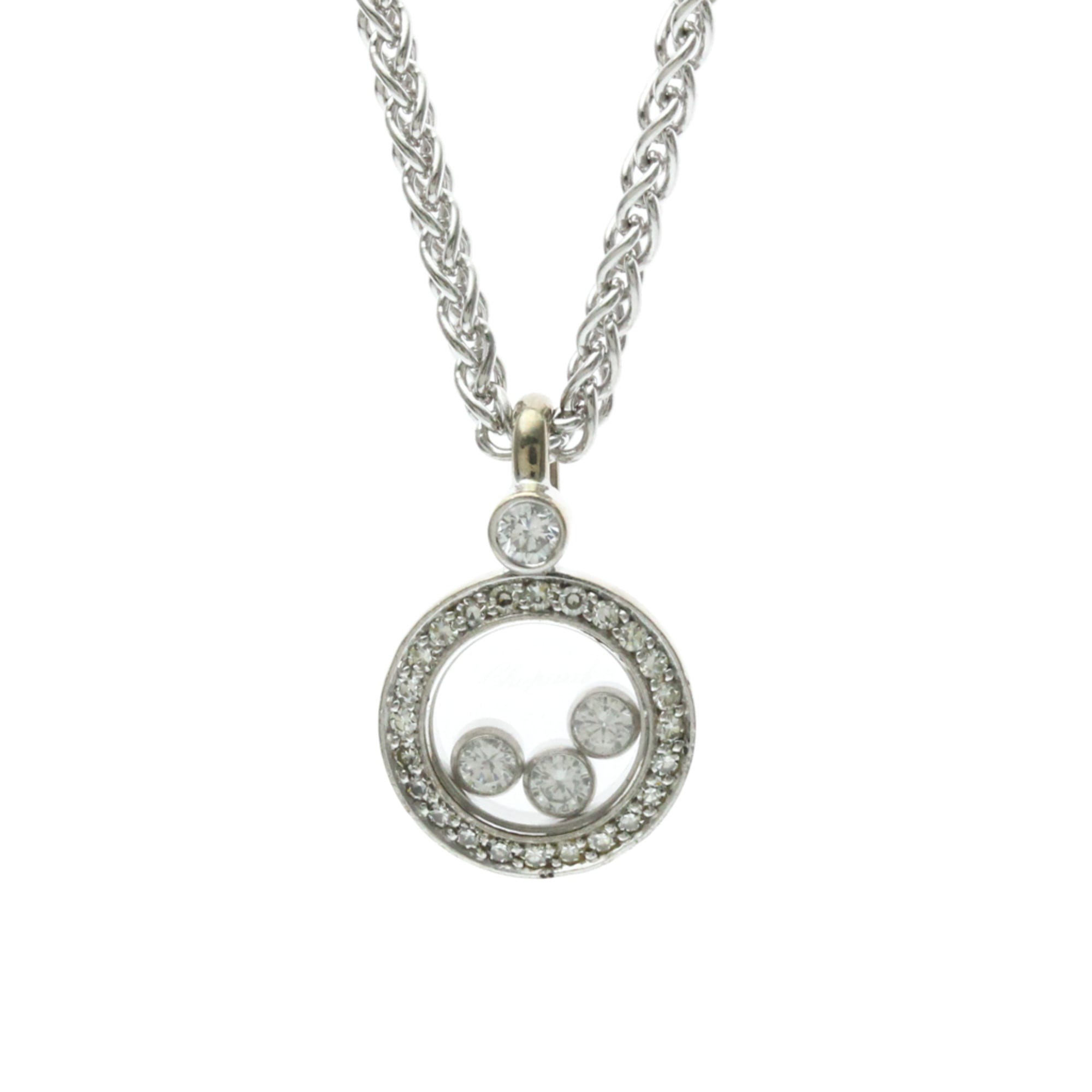 ショパール(Chopard) K18ホワイトゴールド(K18WG) ダイヤモンド メンズ,レディース ファッション ペンダントネックレス (シルバー) ハッピーダイヤモンドネックレス 79/3957【中古】