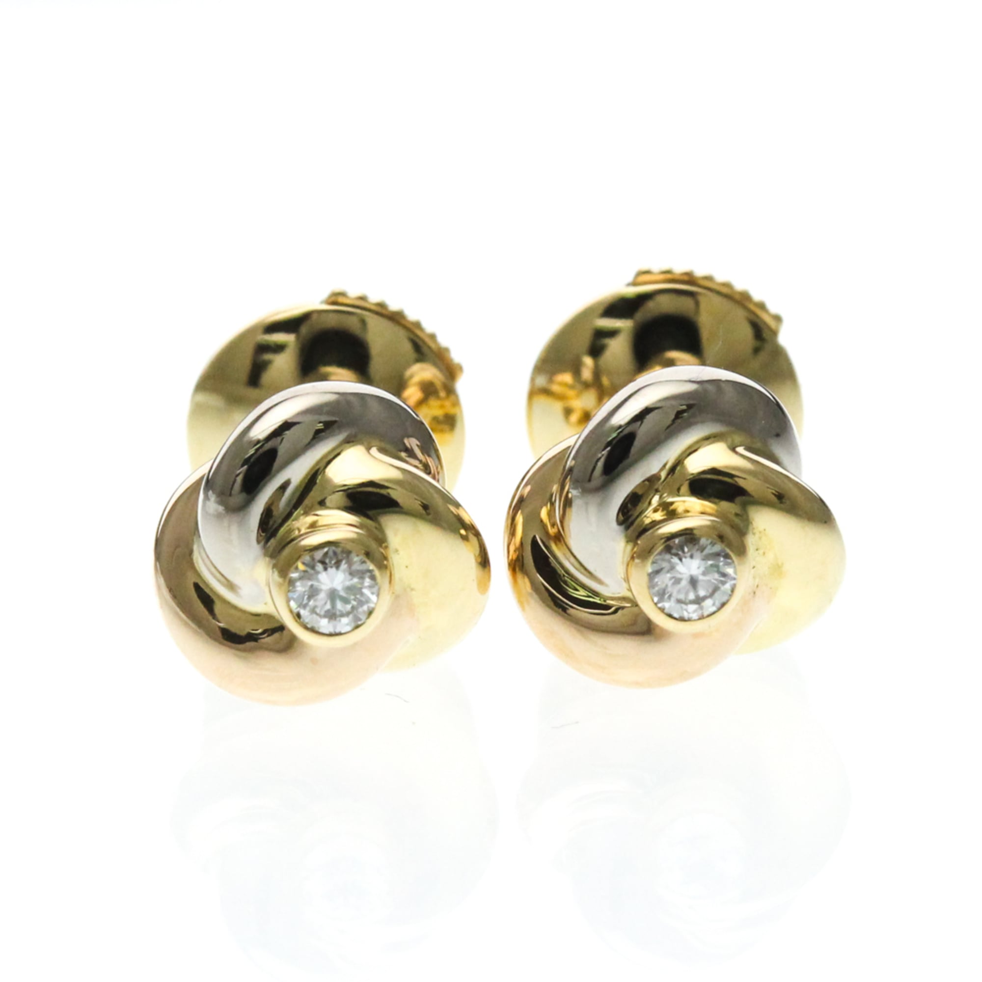 カルティエ(Cartier) ベビートリニティ 1P ダイヤモンド ピアス ダイヤモンド K18イエローゴールド(K18YG),K18ピンクゴールド(K18PG),K18ホワイトゴールド(K18WG) スタッドピアス ゴールド【中古】