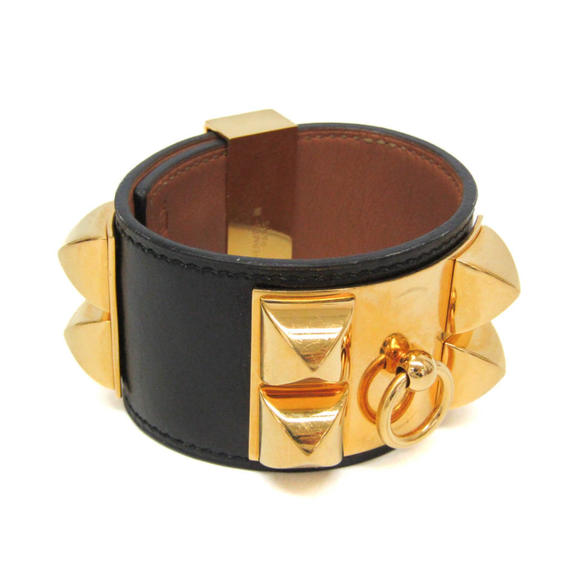 エルメス(Hermes) コリエドシアン ボックスカーフ,メタル 無し バングル ゴールド,ブラック【中古】