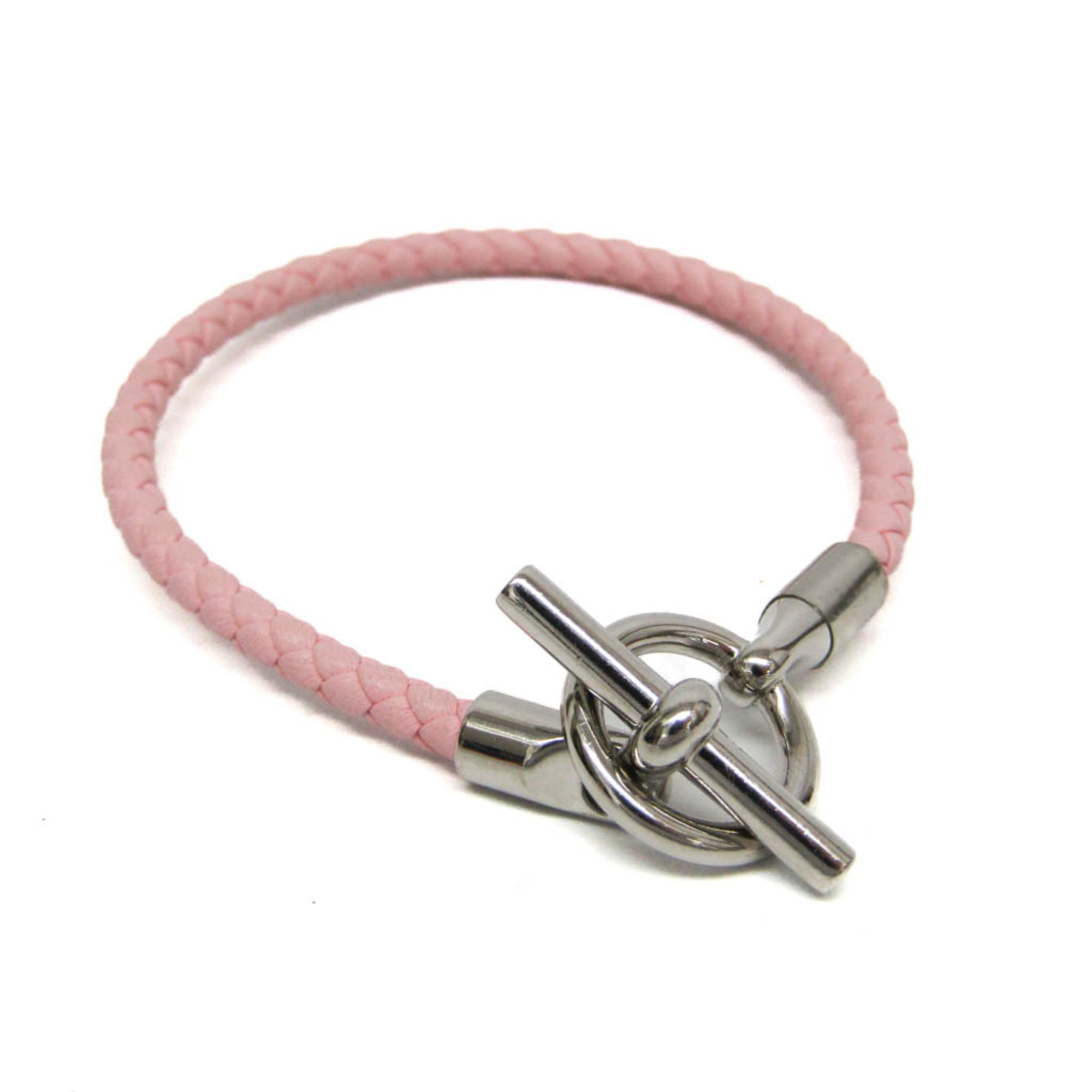 エルメス(Hermes) グレナン H071681F レザー,メタル バングル シルバー,ピンク【中古】