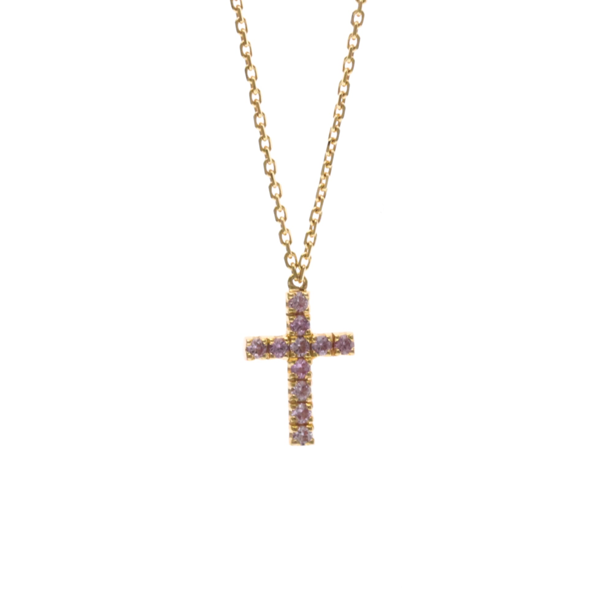 カルティエ(Cartier) K18ピンクゴールド(K18PG) サファイア メンズ,レディース ファッション ネックレス (ピンクゴールド(PG)) シンボルクロス ピンクサファイア ネックレス B7223700【中古】
