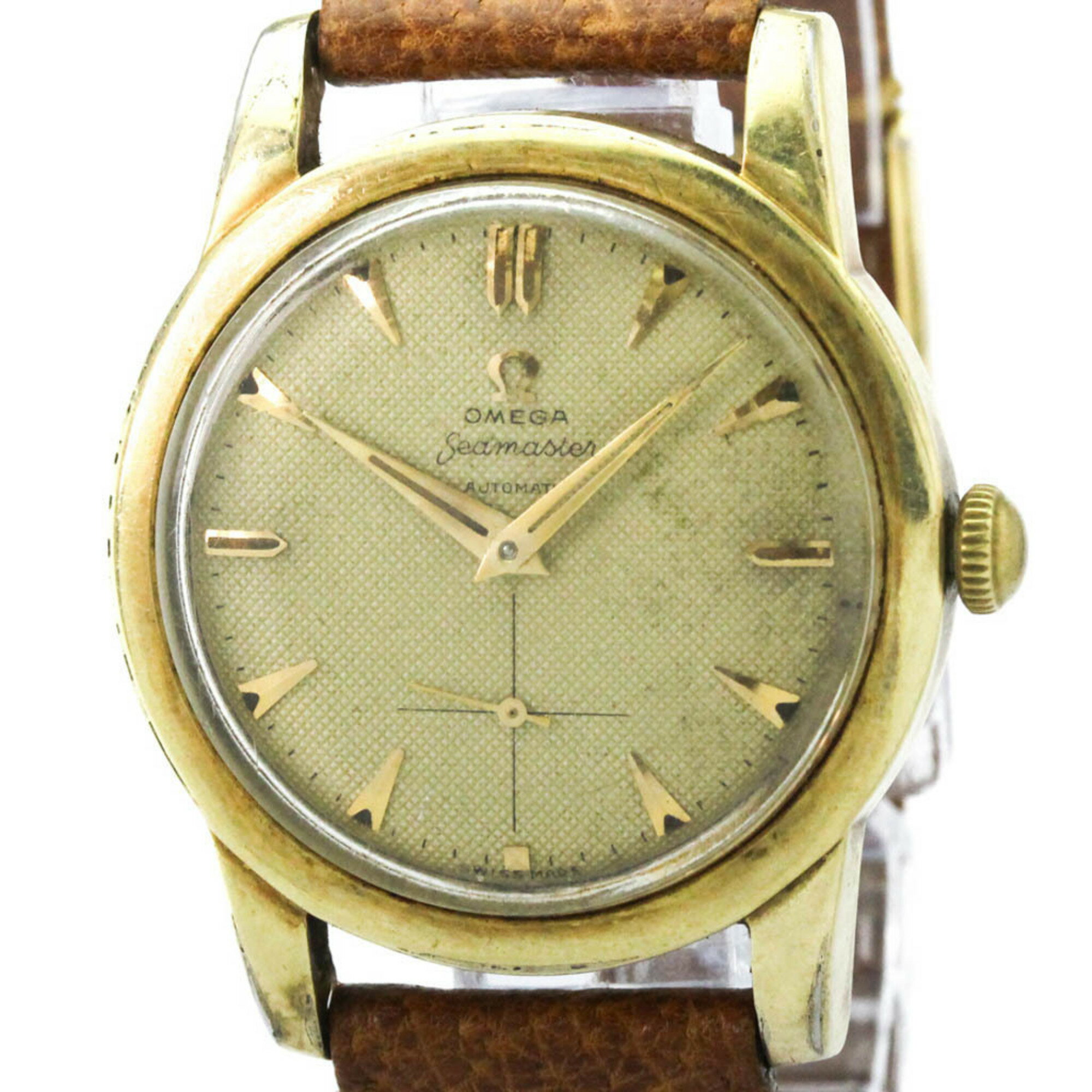 Sea Master - オメガ (OMEGA) シーマスター Cal.344 ゴールドプレート レザー 自動巻き メンズ 時計 2576-21【中古】