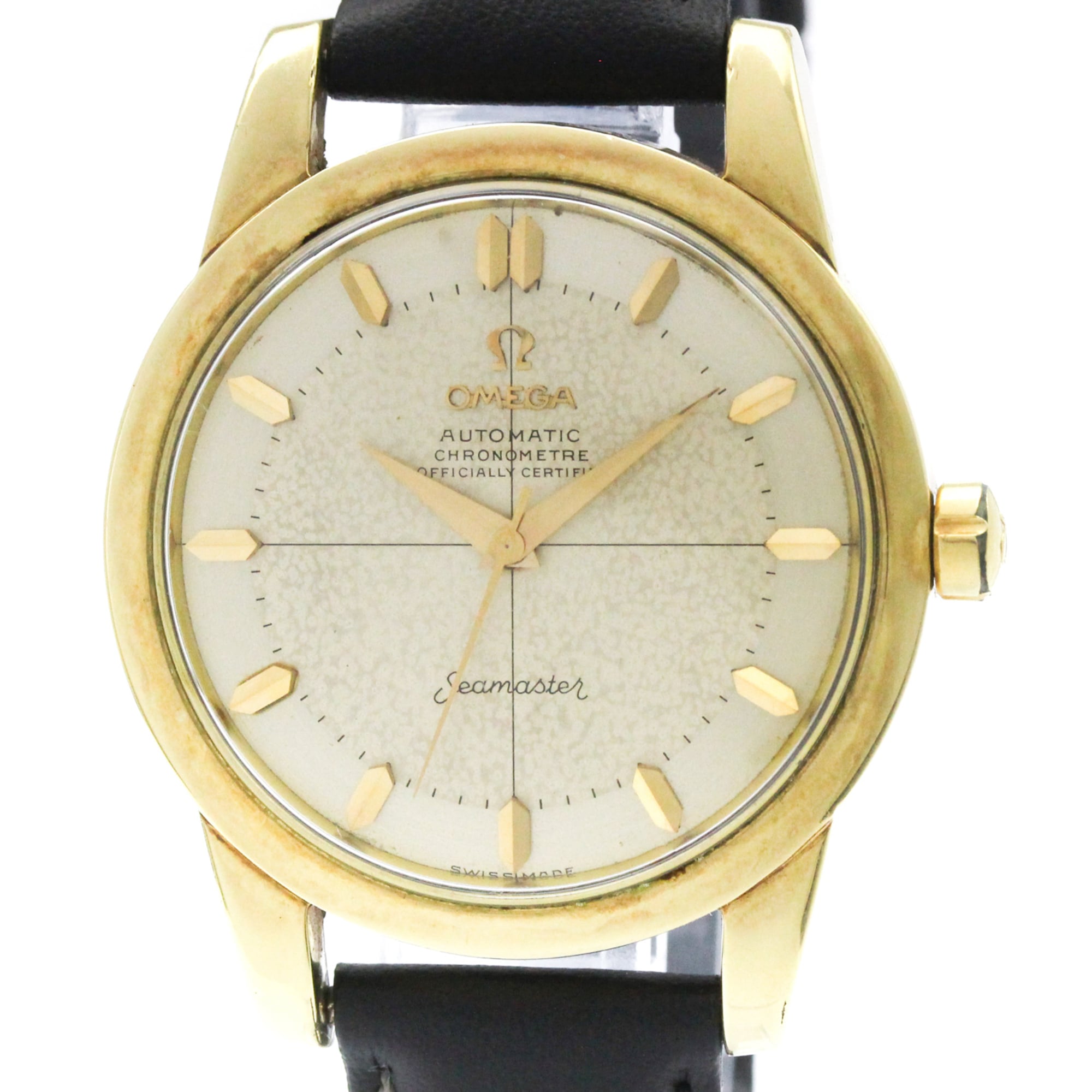 オメガ (OMEGA) シーマスター Cal.505 ゴールドプレート レザー 自動巻き メンズ 時計 2854【中古】