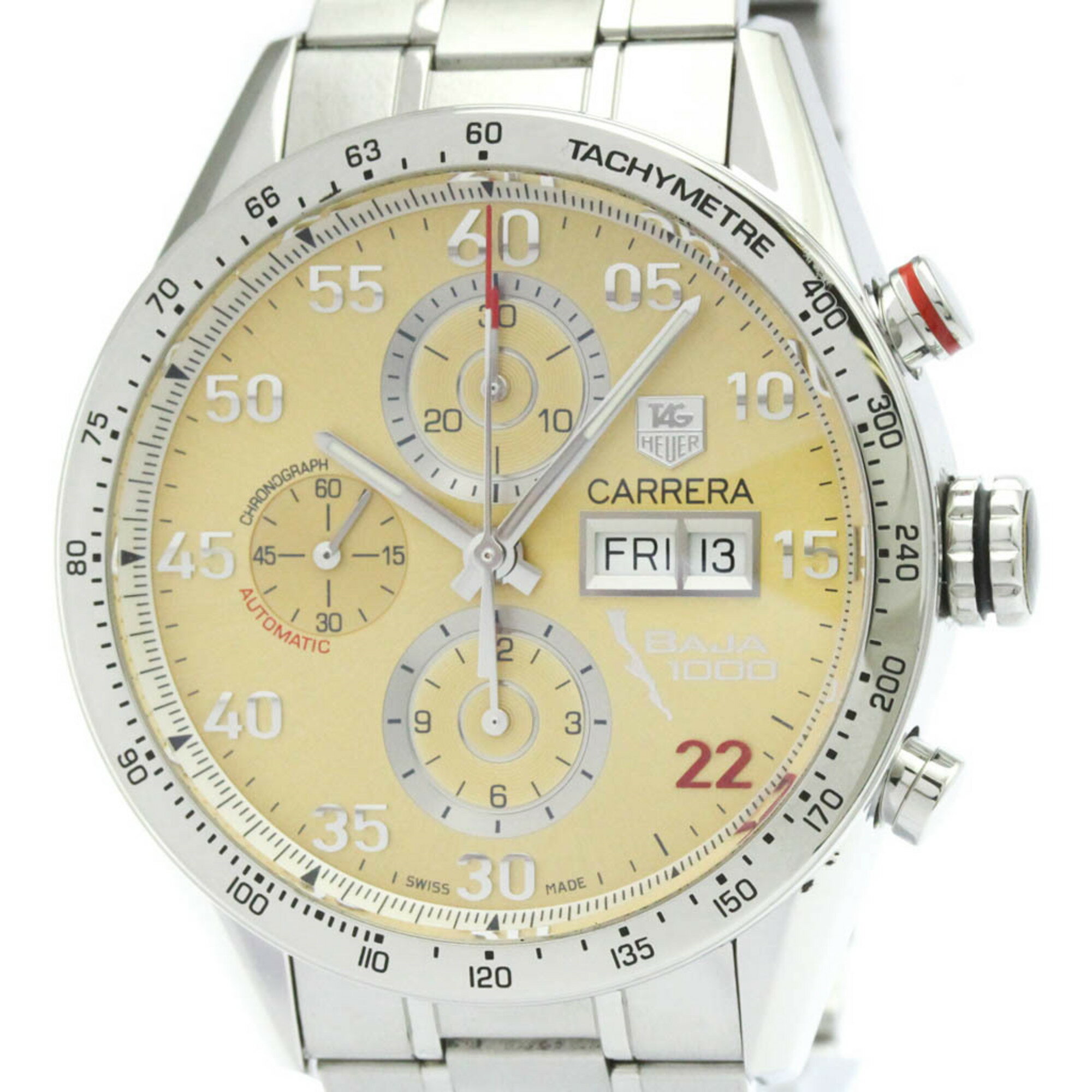 タグホイヤー (TAG HEUER) カレラ バハ カリフォルニア 1000 クロノグラフ 限定 ステンレススチール 自動巻き メンズ 時計 CV2A1H (外装仕上げ済み)【中古】