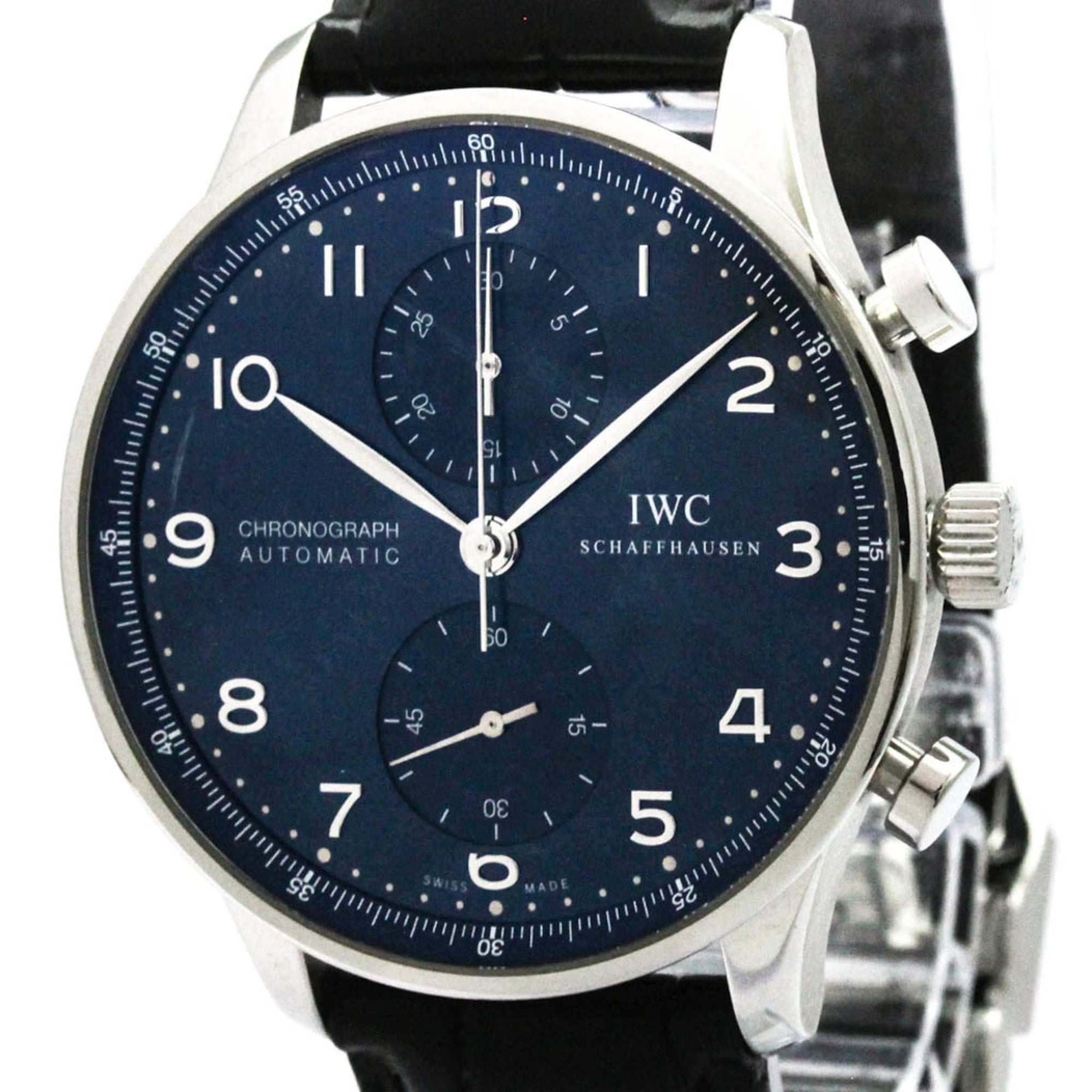 Portuguese - (IWC) ポルトギーゼ クロノグラフ ステンレススチール レザー 自動巻き メンズ 時計 IW371491 (外装仕上げ済み)【中古】