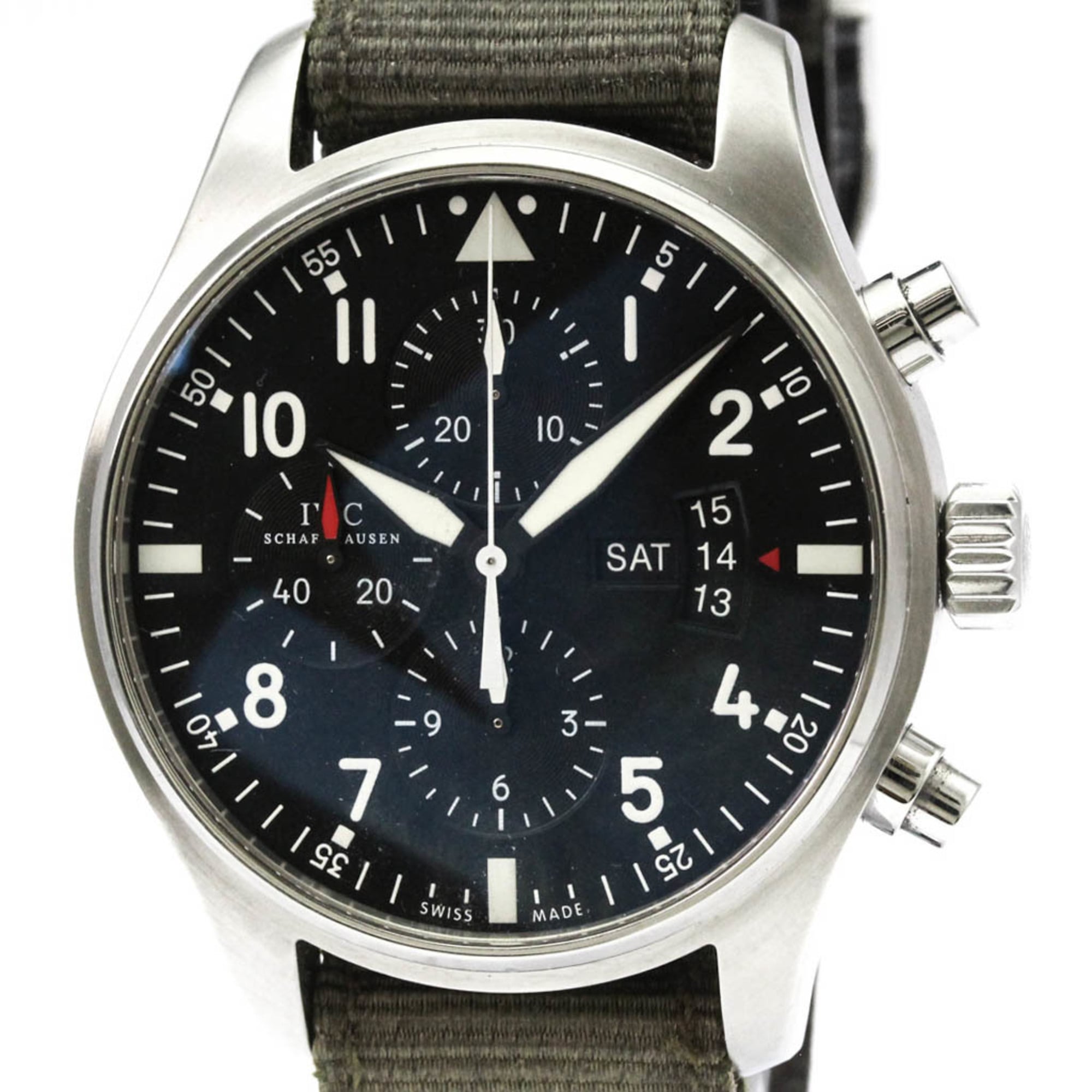 Pilot Watch - (IWC) パイロットウォッチ クロノグラフ ステンレススチール レザー 自動巻き メンズ 時計 IW377701 (外装仕上げ済み)【中古】