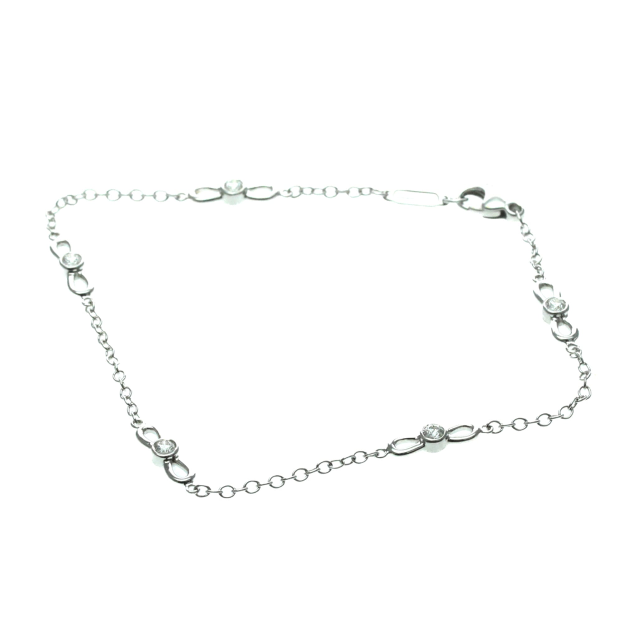 Rakuten - ティファニー(Tiffany) リボンダイヤモンドブレスレット K18ホワイトゴールド(K18WG) ダイヤモンド ブレスレット シルバー【中古】