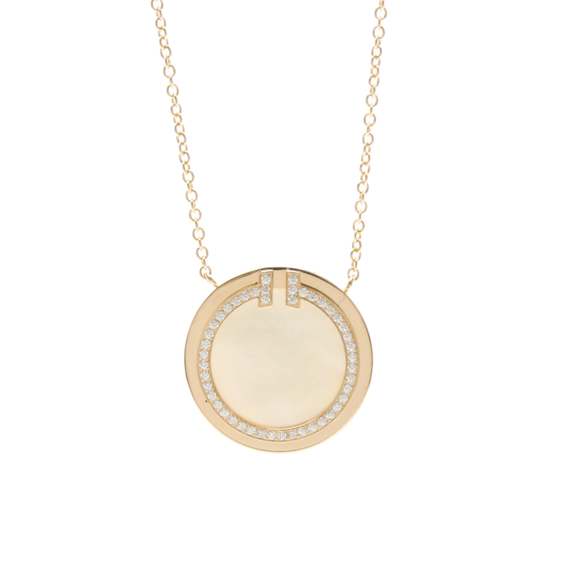 Tiffany & Co. K18 Pink Gold (K18PG) Diamond Men's/Women's Fashion Necklace (Pink Gold (PG)) TTWO Circle Necklace Diamond [Pre-owned]