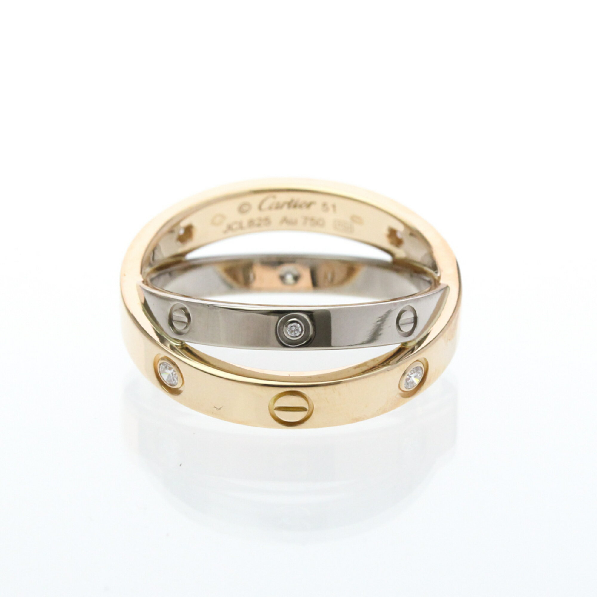 カルティエ(Cartier) ビーラブリング K18ピンクゴールド(K18PG),K18ホワイトゴールド(K18WG) ファッション ダイヤモンド バンドリング シルバー,ピンクゴールド(PG)【中古】