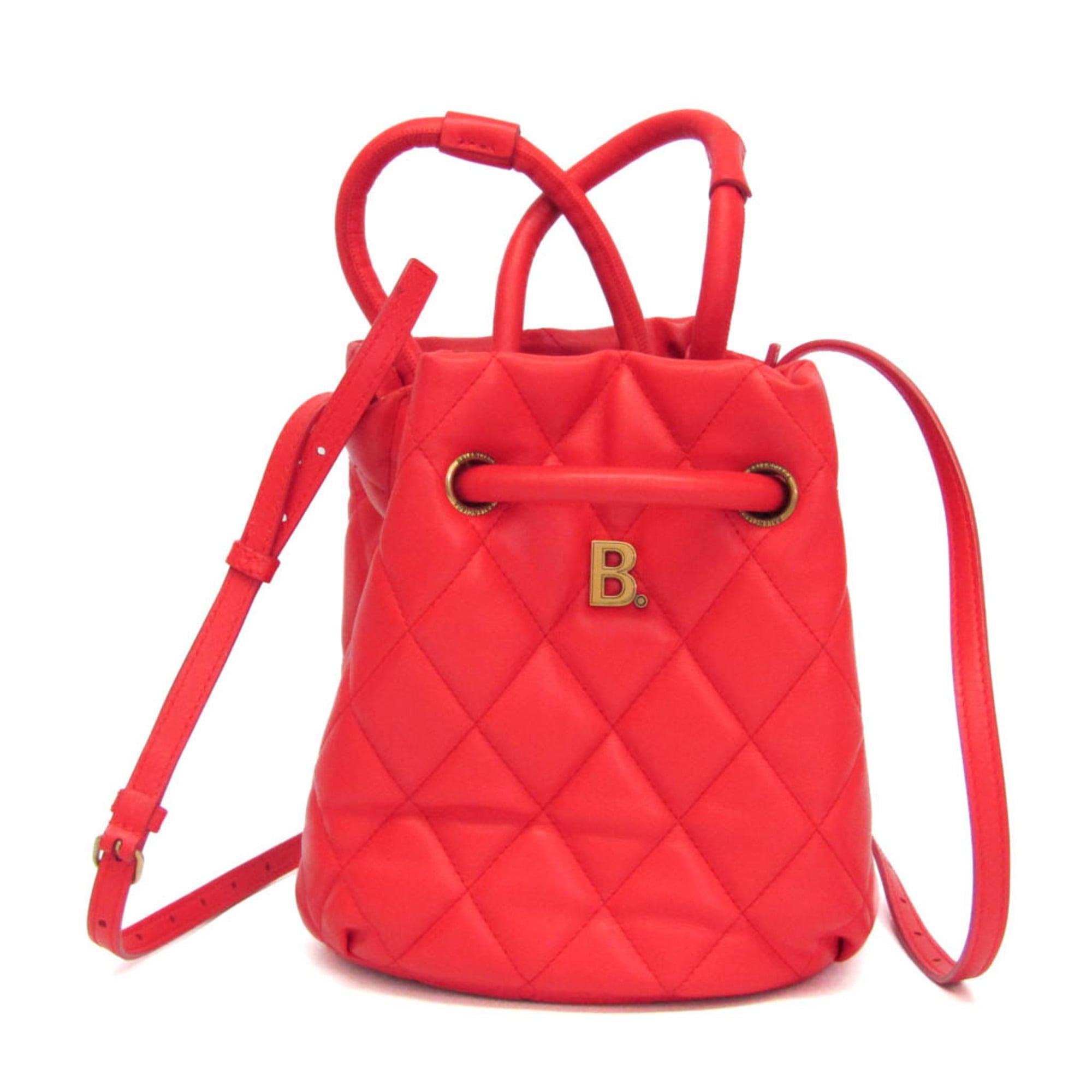 バレンシアガ(Balenciaga) B バケットバッグ 600327 レディース レザー ハンドバッグ,ショルダーバッグ レッド【中古】