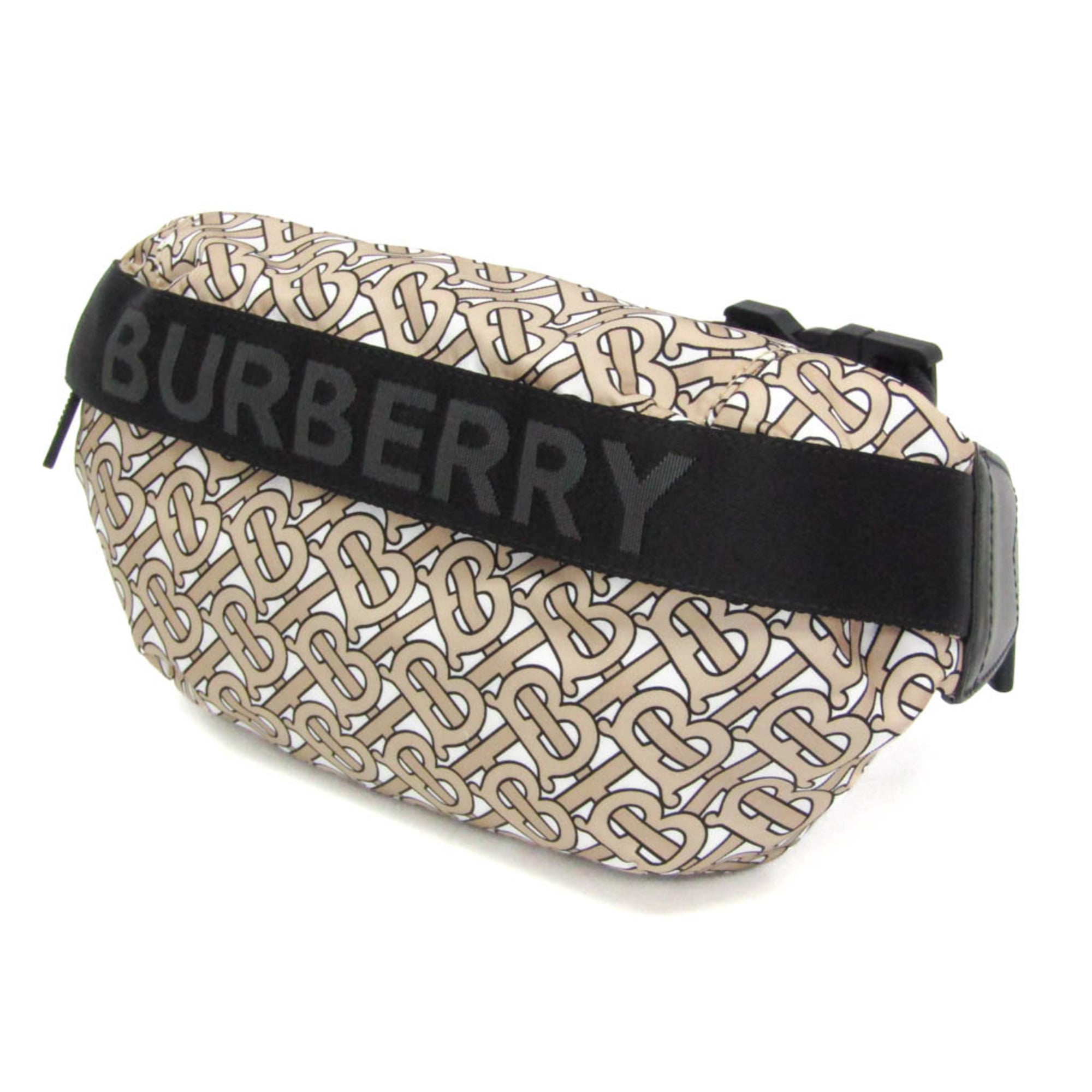 バーバリー(Burberry) TBモノグラム 8011616 メンズ,レディース ナイロン,レザー ウエストバッグ,ボディバッグ ベージュ,ブラック【中古】