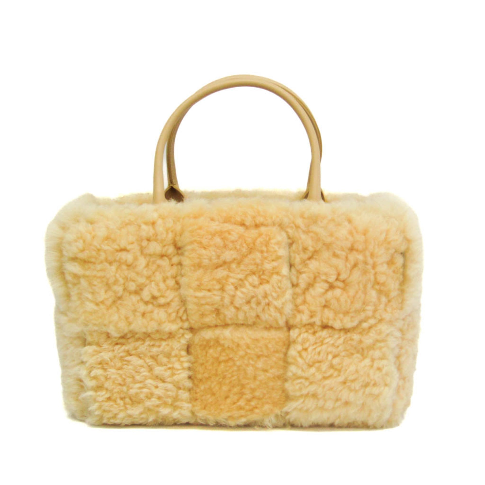 ボッテガ・ヴェネタ(Bottega Veneta) イントレチャート アルコ トートバッグ レディース,メンズ ファー,レザー トートバッグ イエロー【中古】