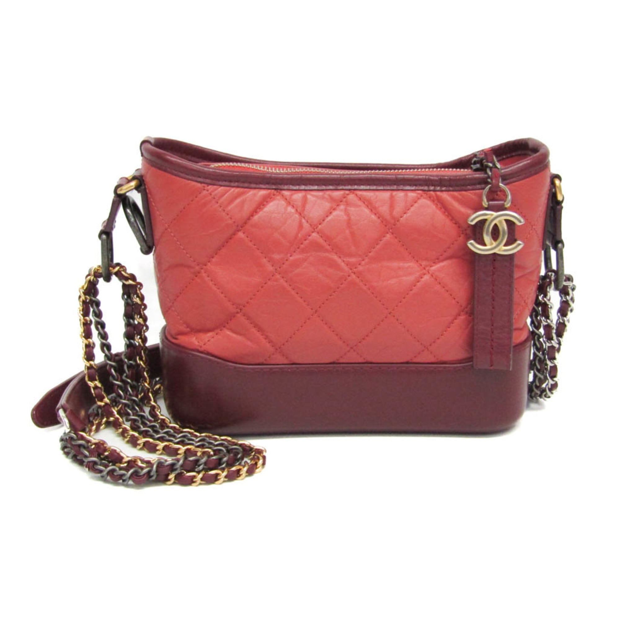 Rakuten - シャネル(Chanel) ガブリエル ドゥ シャネル スモール レディース レザー ショルダーバッグ ピンク,ワイン【中古】