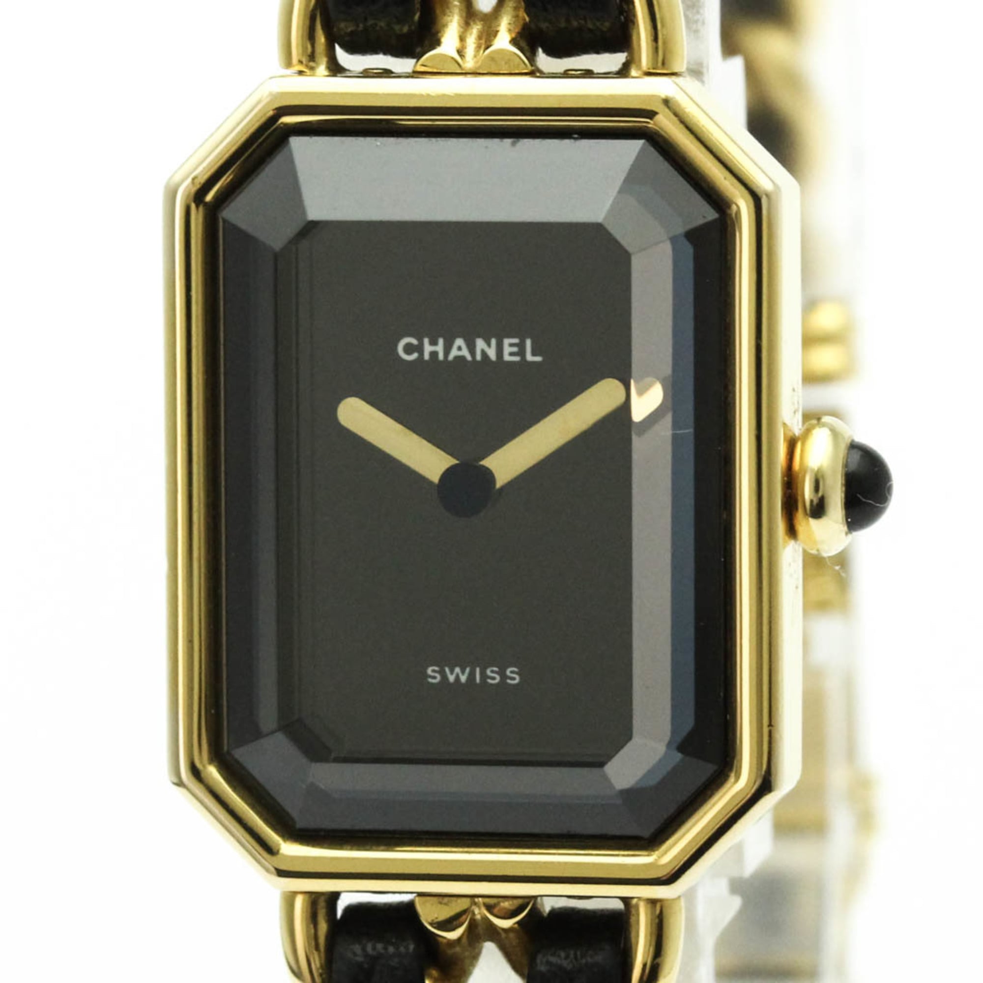 CHANEL - シャネル (CHANEL) プルミエール L サイズ ゴールドプレート レザー クォーツ レディース 時計 H0001【中古】