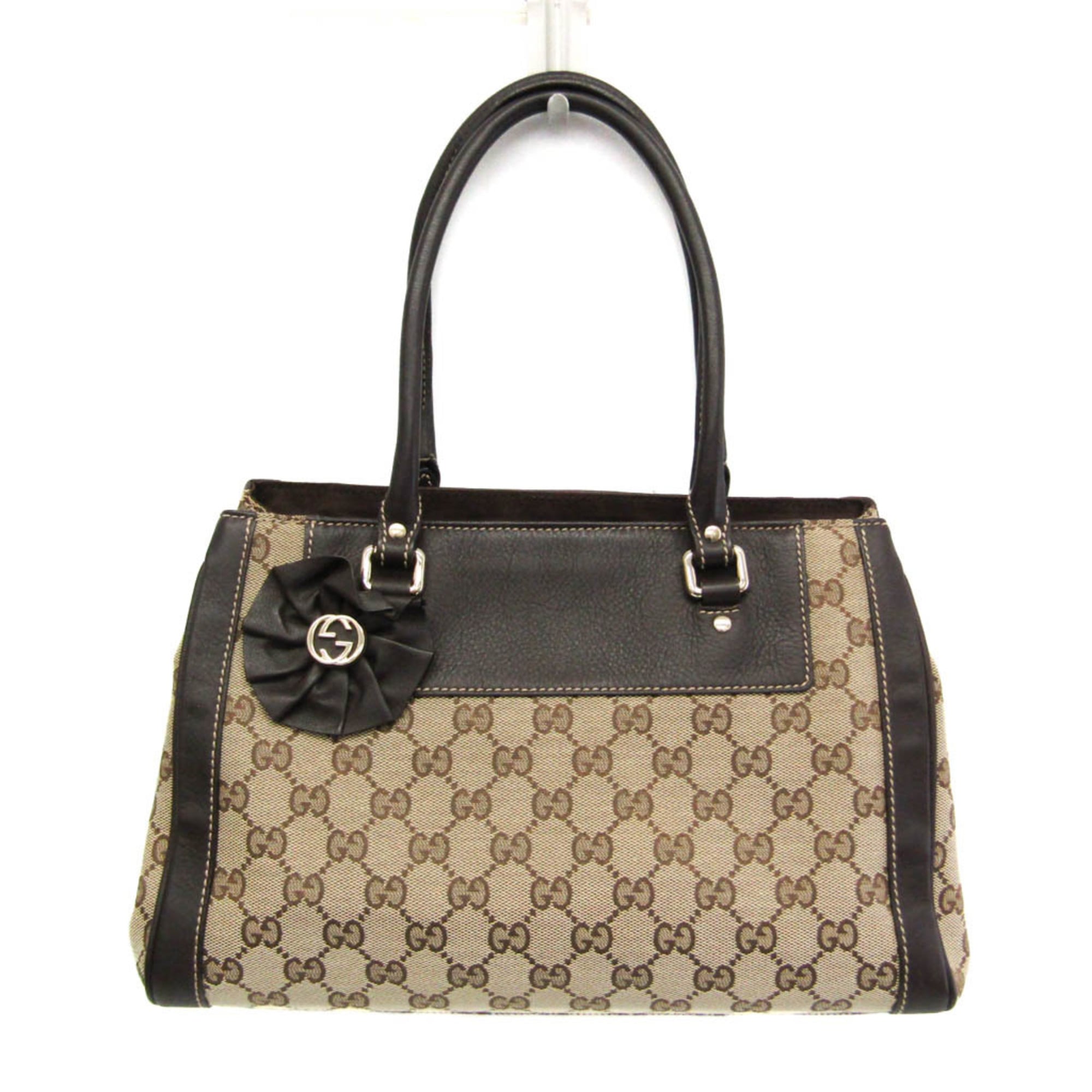Rakuten - グッチ(Gucci) GGキャンバス 190247 レディース GGキャンバス,レザー ハンドバッグ ベージュ,ブラウン【中古】