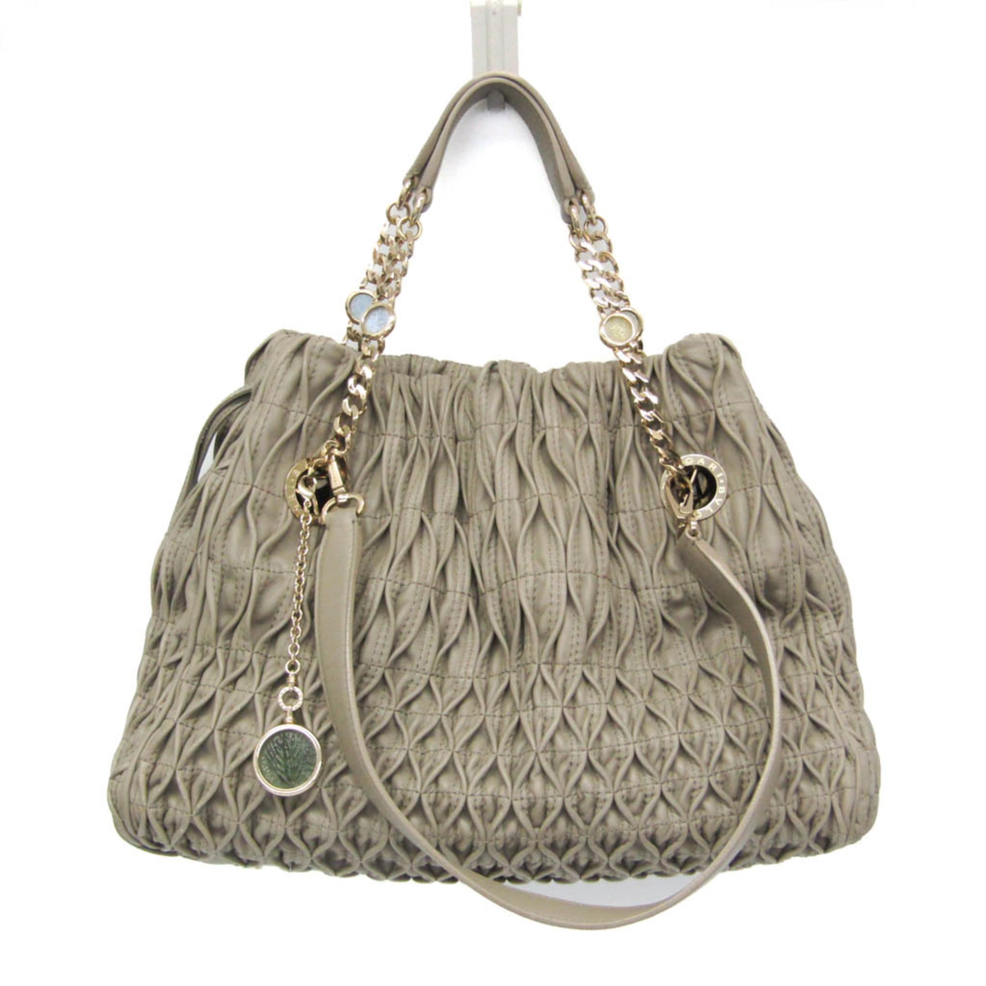 ブルガリ(Bvlgari) モネーテ レディース レザー ショルダーバッグ,トートバッグ グレー【中古】