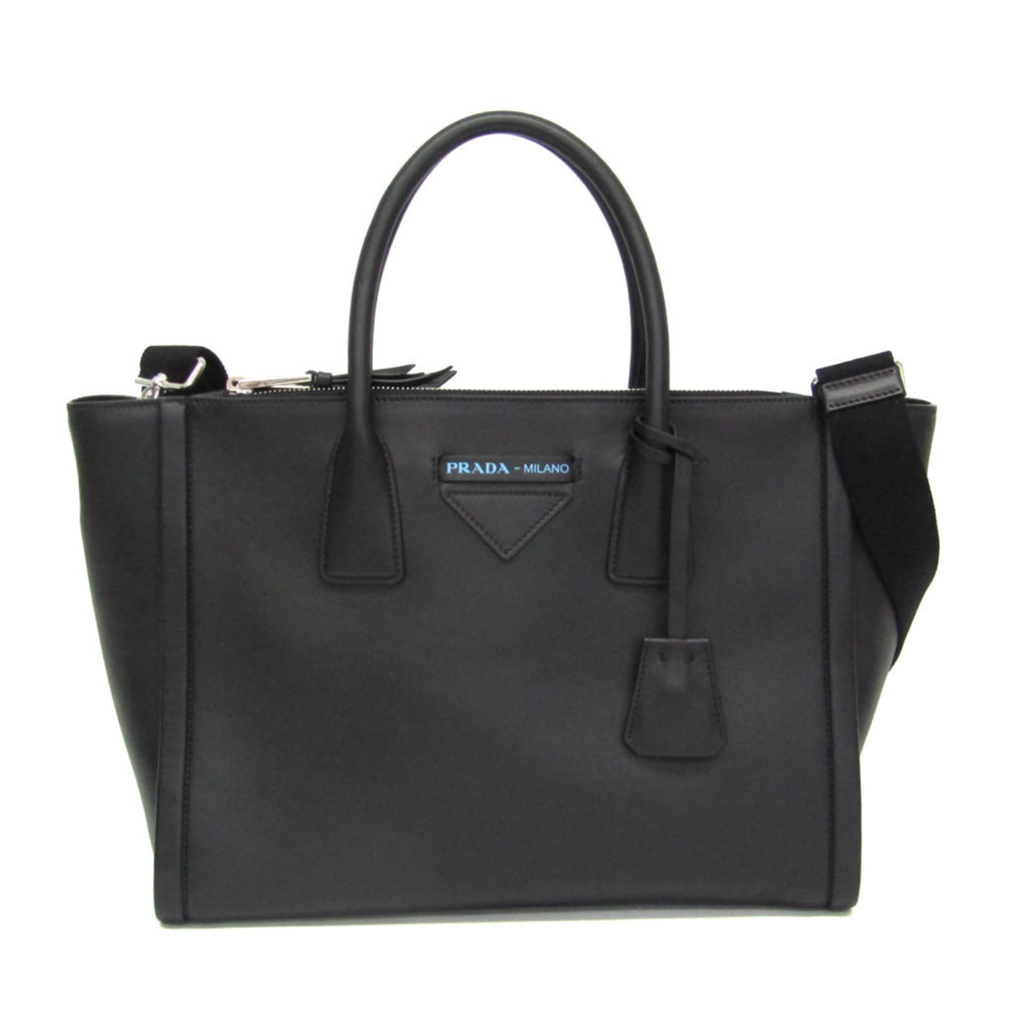 プラダ(Prada) GRACE LUX 1BA183 レディース レザー ショルダーバッグ,トートバッグ ブラック【中古】